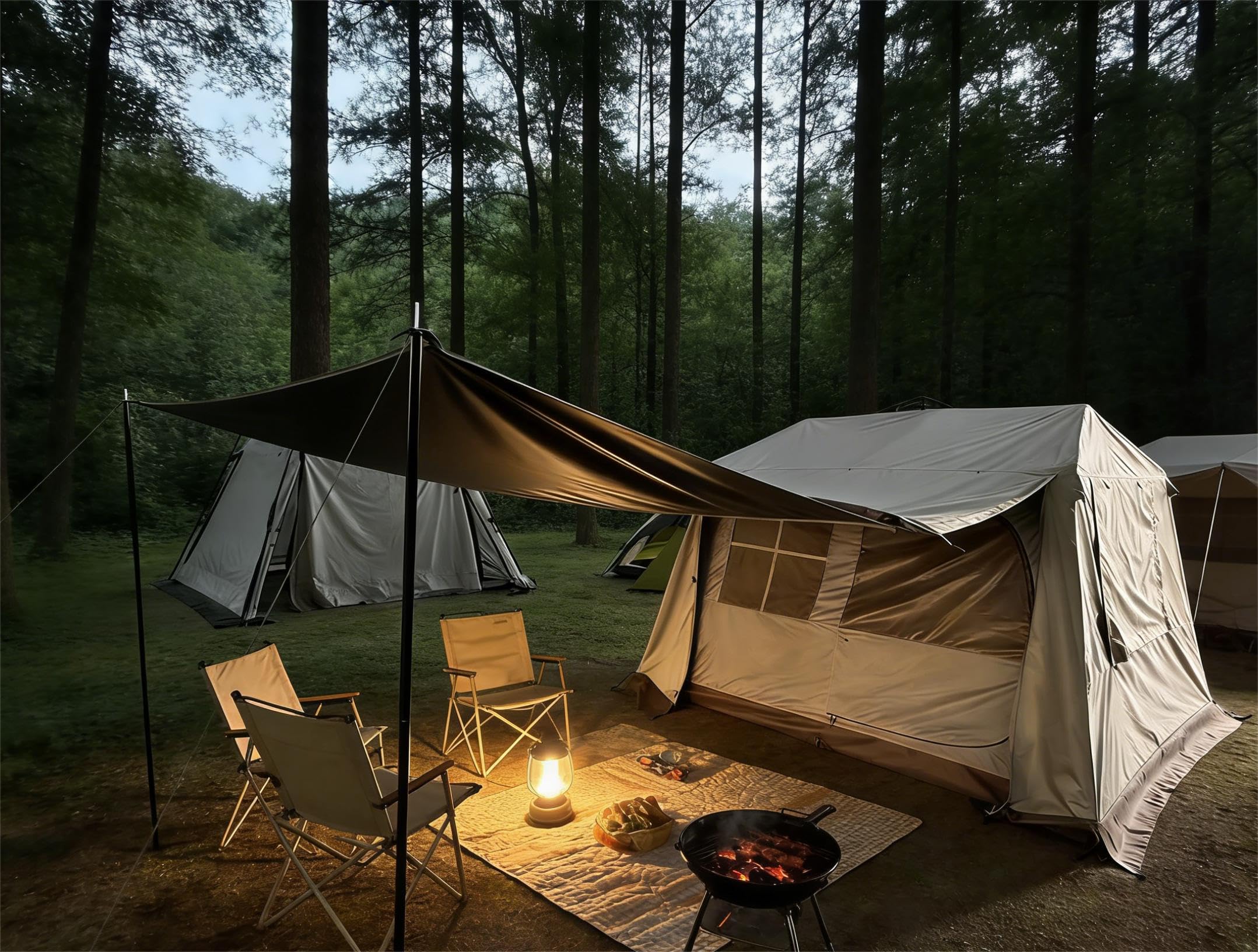 Quick-Setup Spacious Cabin Tent with Weather Protection