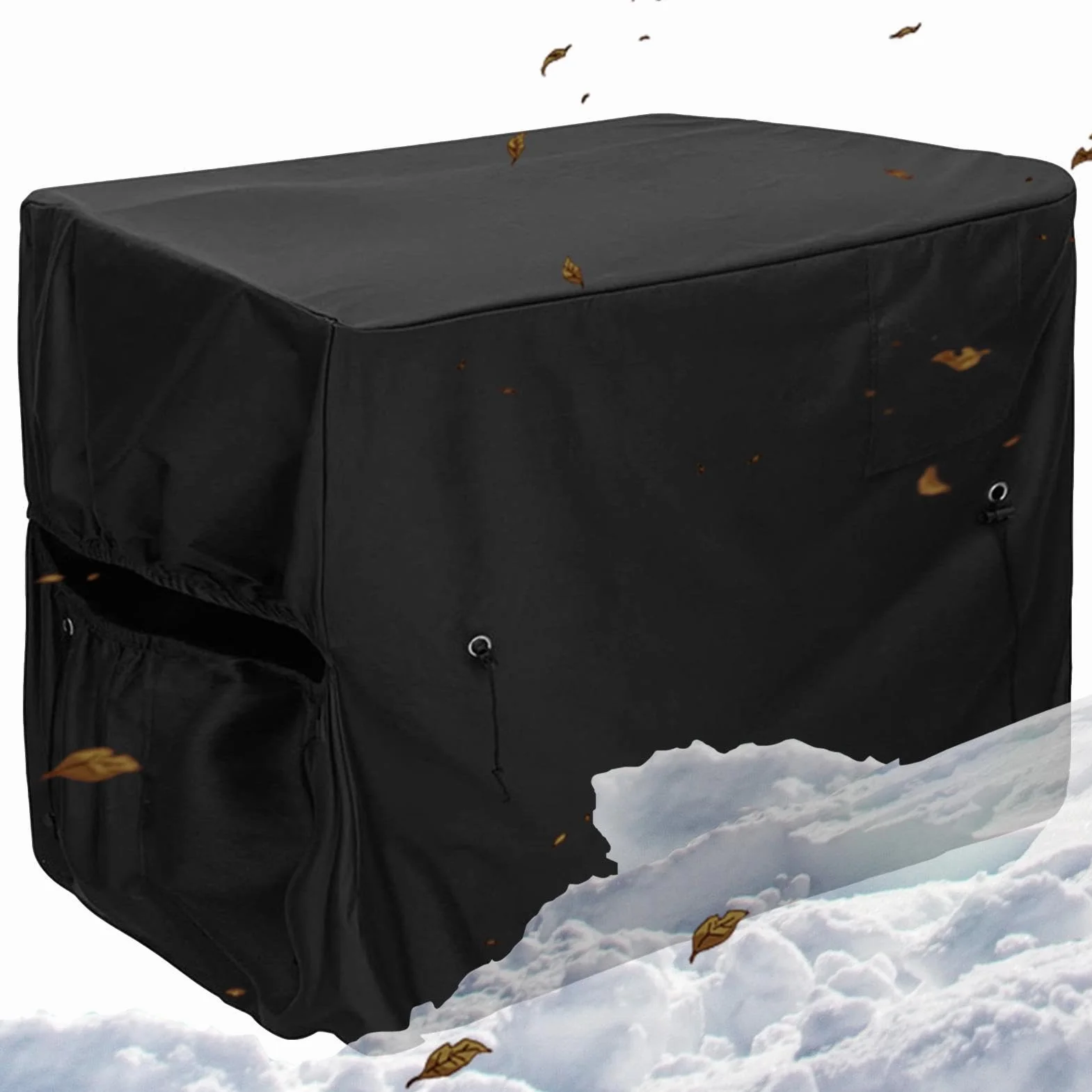 Housse de Pompe à Chaleur Imperméable Tissu Oxford Isolé avec Cordons de Serrage, Modèle Hiver Réglable