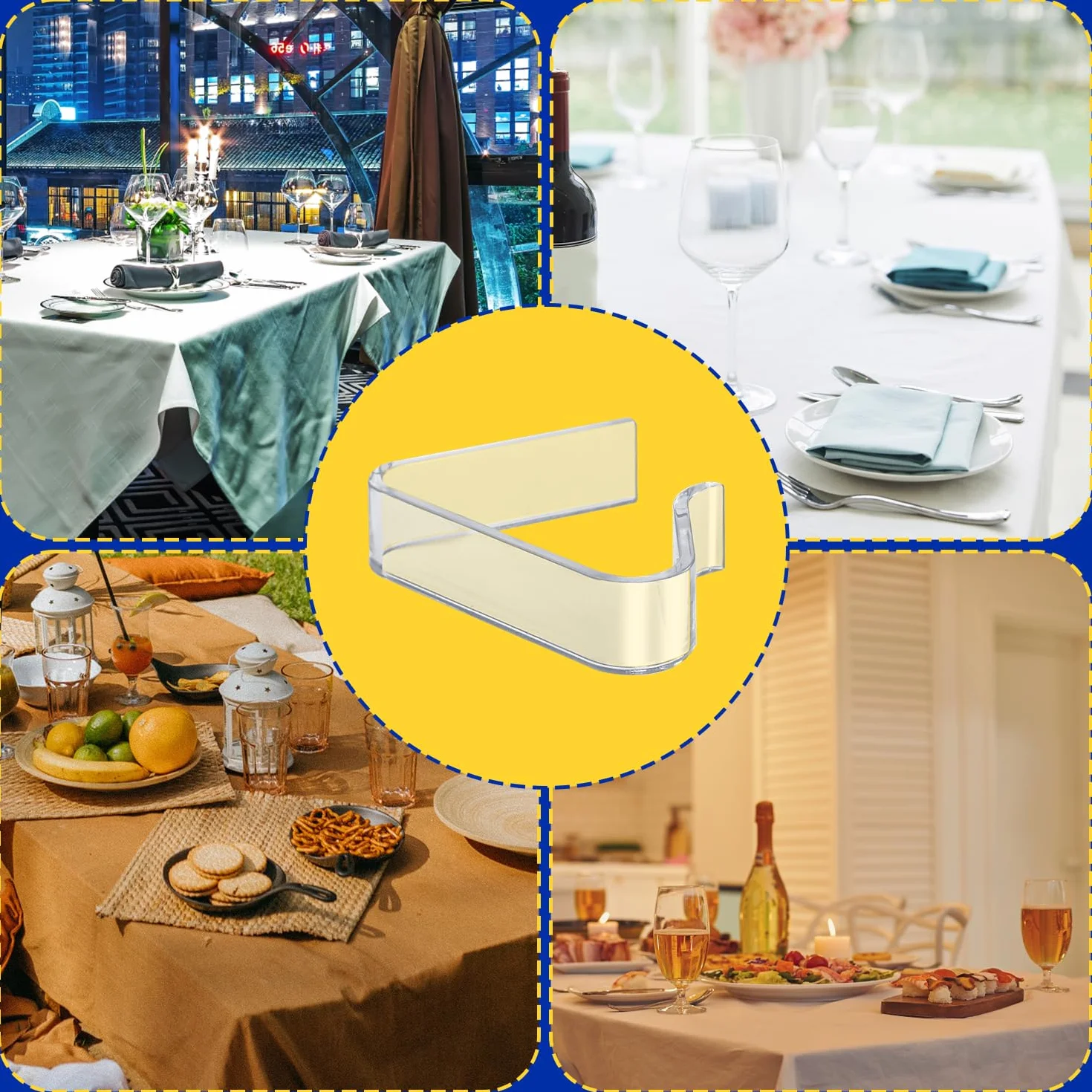 Pince à Nappe Plastique Transparente 8pcs pour Table 1,7-3,5cm - Noël Fête Mariage