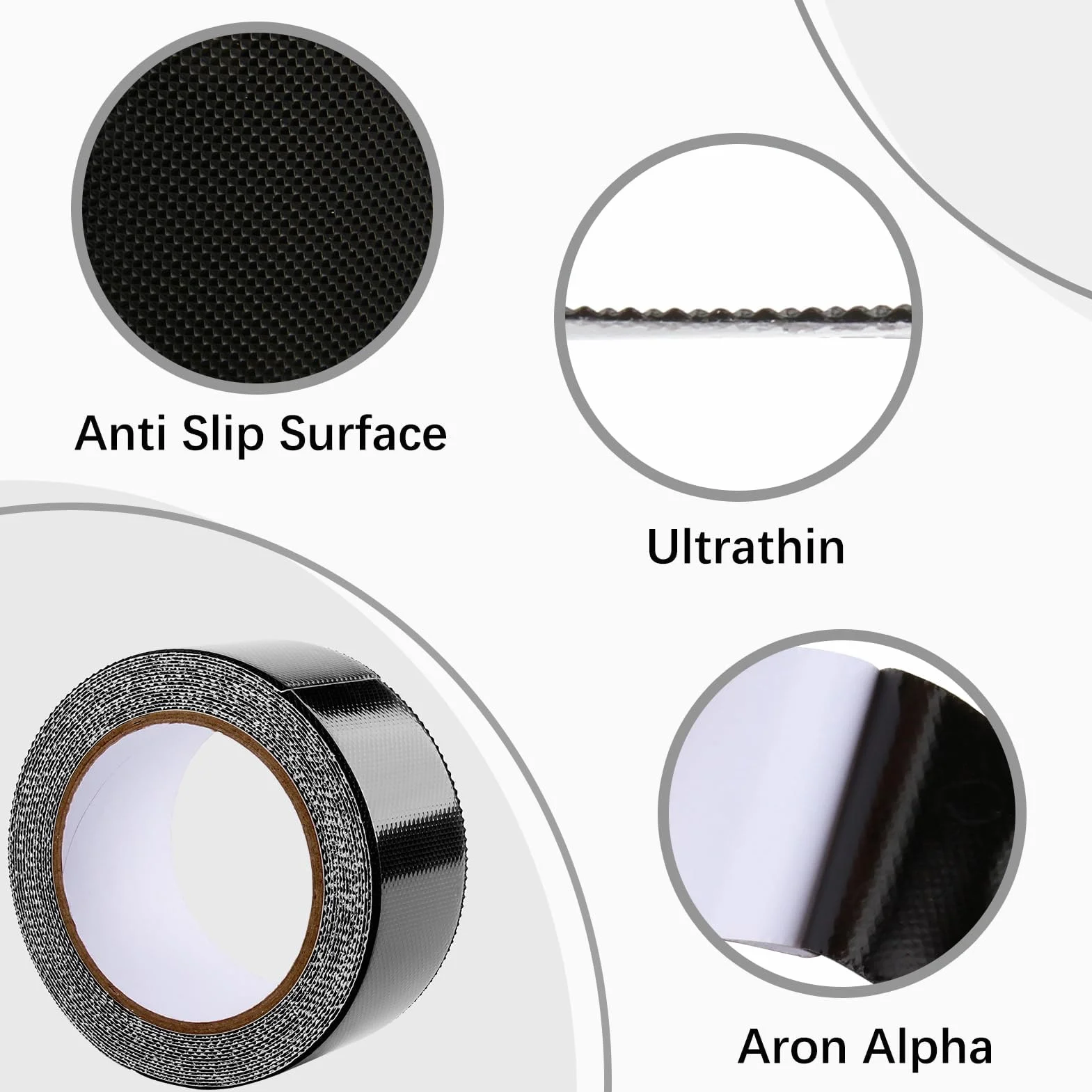 Ruban adhésif en caoutchouc – Imperméable ultra fort antidérapant pour poignées, bricolage, sécurité et confort – Alternative au super puissant pour tapis (5 cm x 3 m, noir)
