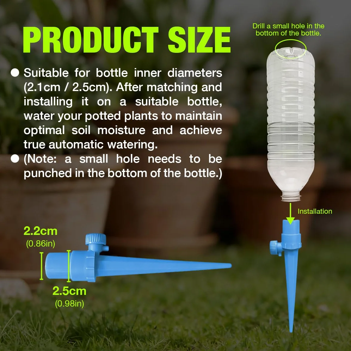 Arrosage automatique pour plante réglable 32 pcs, goutte à goutte bouteille compatible ABS durable