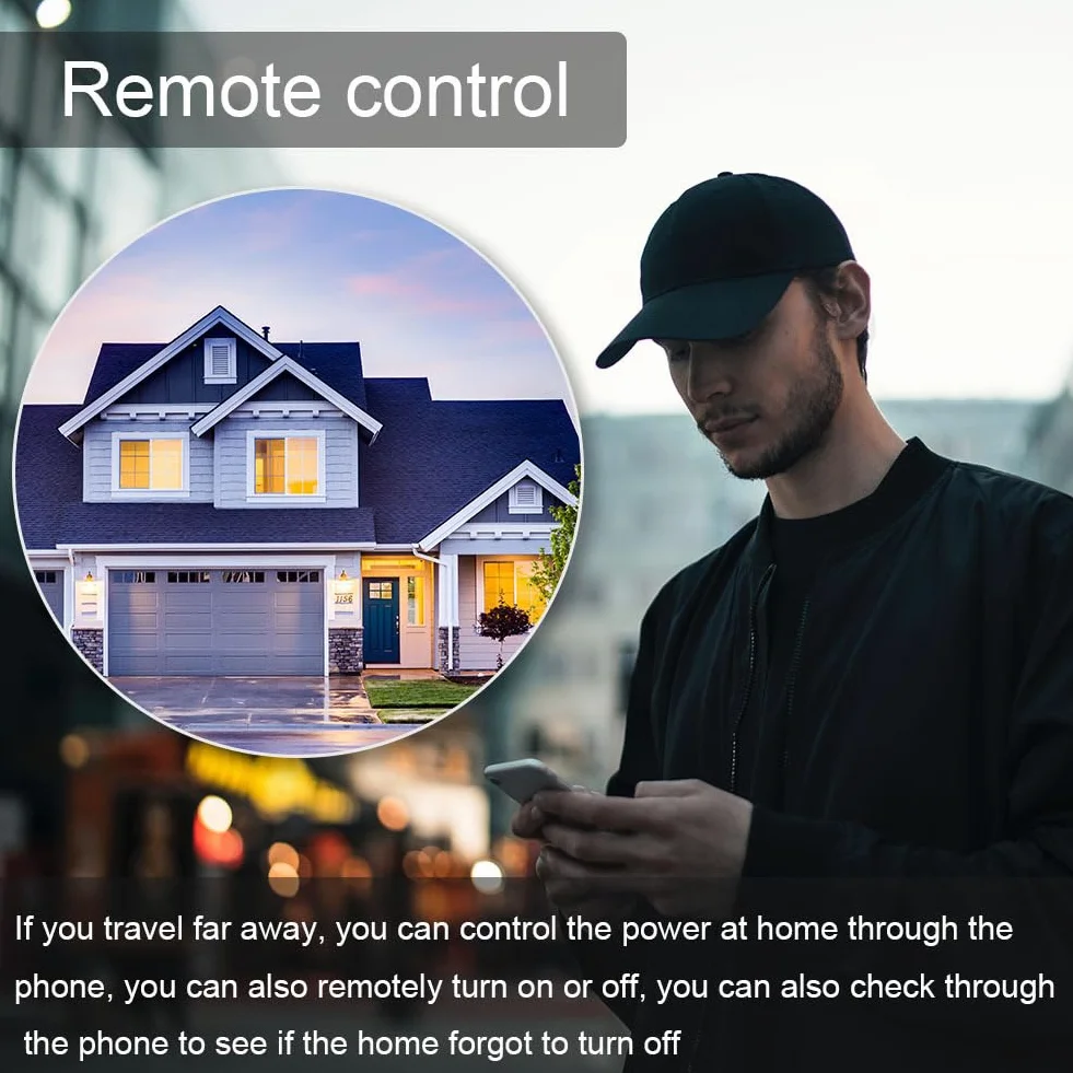 WiFi Disjoncteur intelligent ON OFF Timing Photovoltaïque Bidirectionnel Compteur d'énergie Protecteur de réenclenchement automatique avec mesure et fonction prépayée Compatible avec Alexa et Google