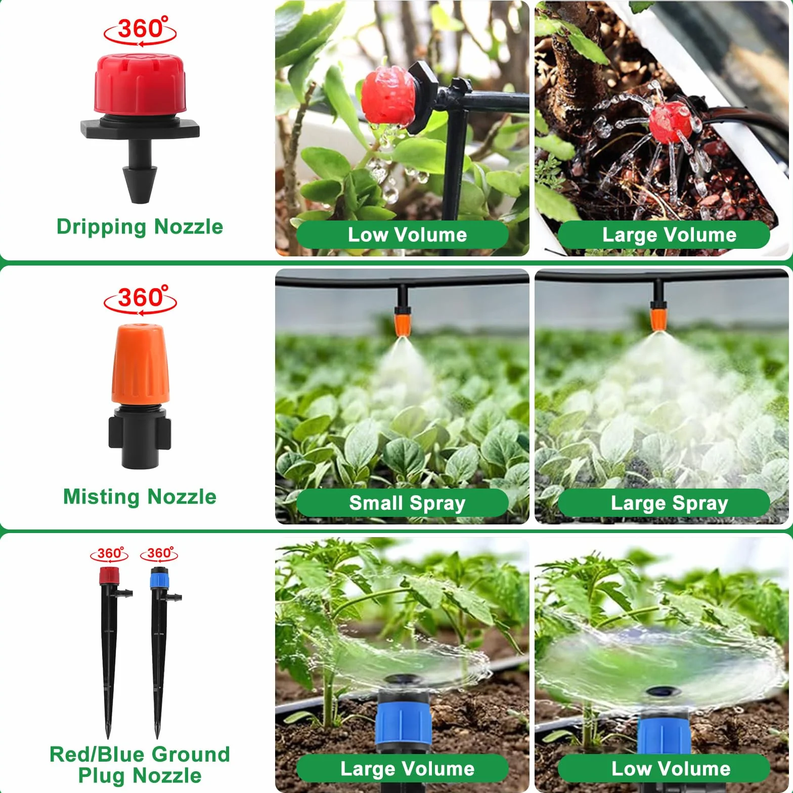 Kit d'irrigation goutte à goutte 60+15M 313 pièces pour jardin arrosage automatique