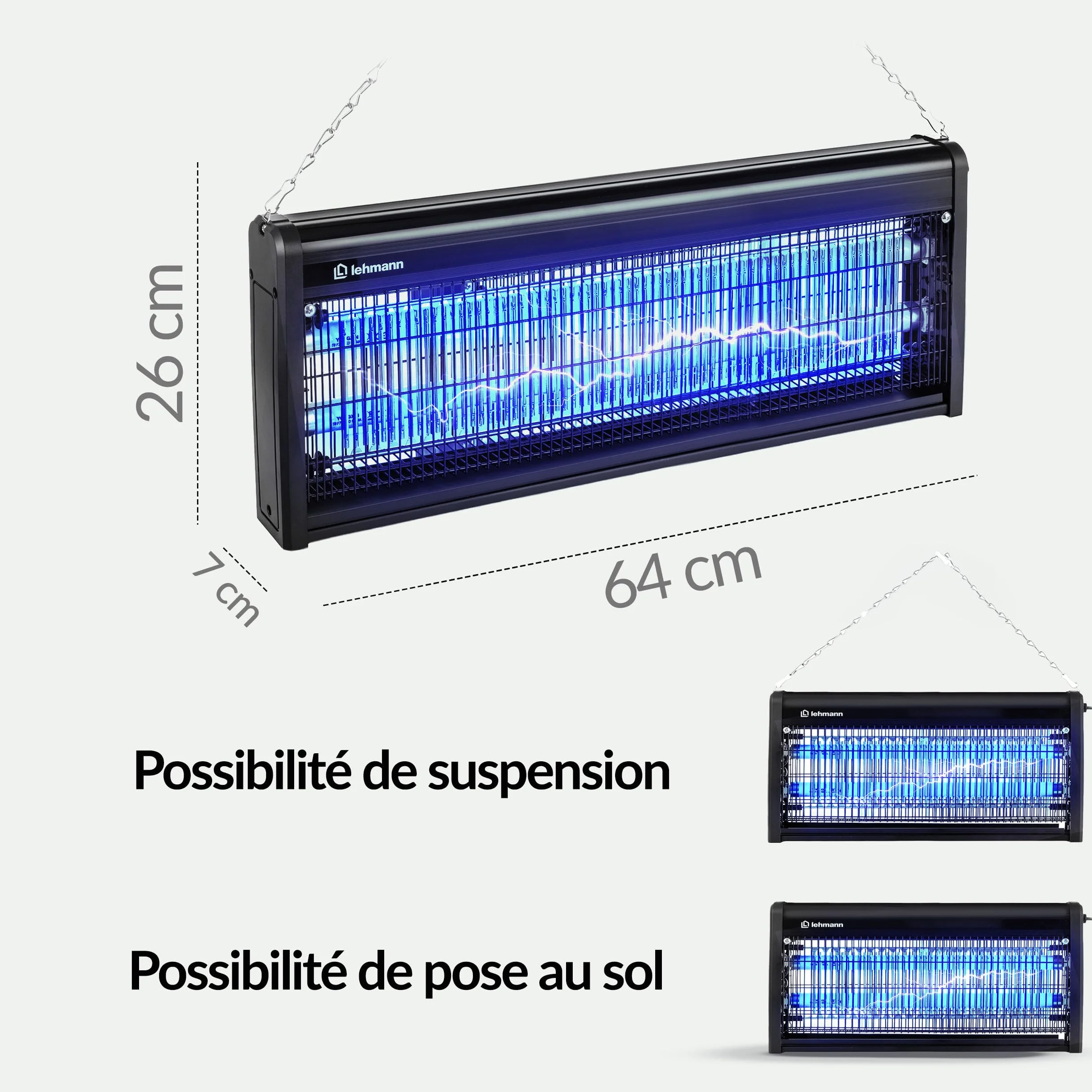 LEHMANN Lampe Anti Moustique Electrique 40 W UV Tue Mouche pour Surfaces Jusqu’à 400 m²