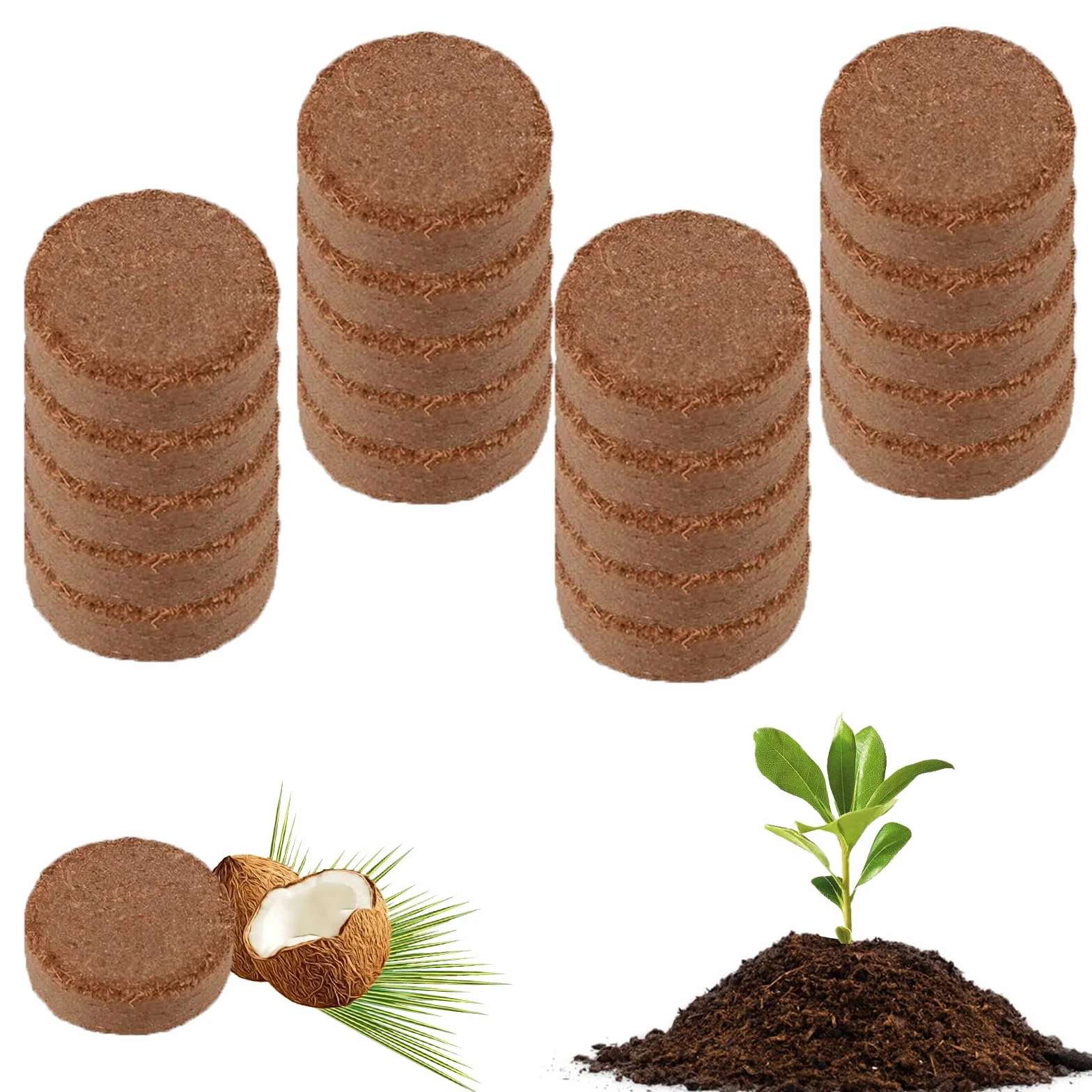 Fibre de Coco pour Plante, 20 PCS Bloc de Nutrition pour Semis, Pastille de Tourbe, Terreau Compressée pour Cultiver Fruits, Légumes, Fleurs
