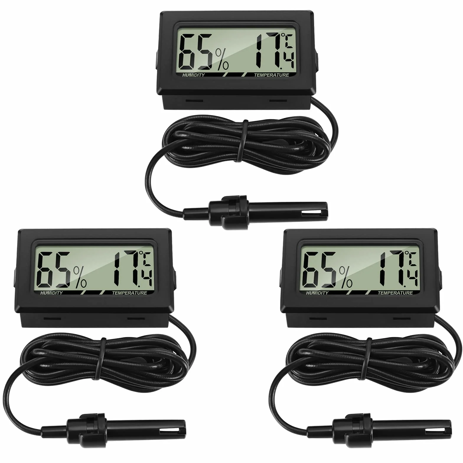 Thlevel Thermomètre Hygromètre Numérique avec Sonde Externe Jauge Température Humidité Mètre 3 Pièces