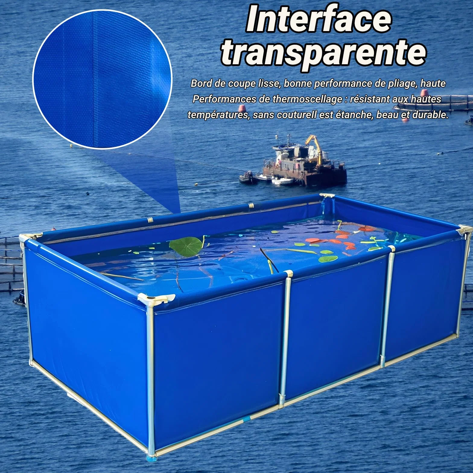 Étang Pisciculture Renforcé 1.2x1x0.5m Noir Bassin Extérieur