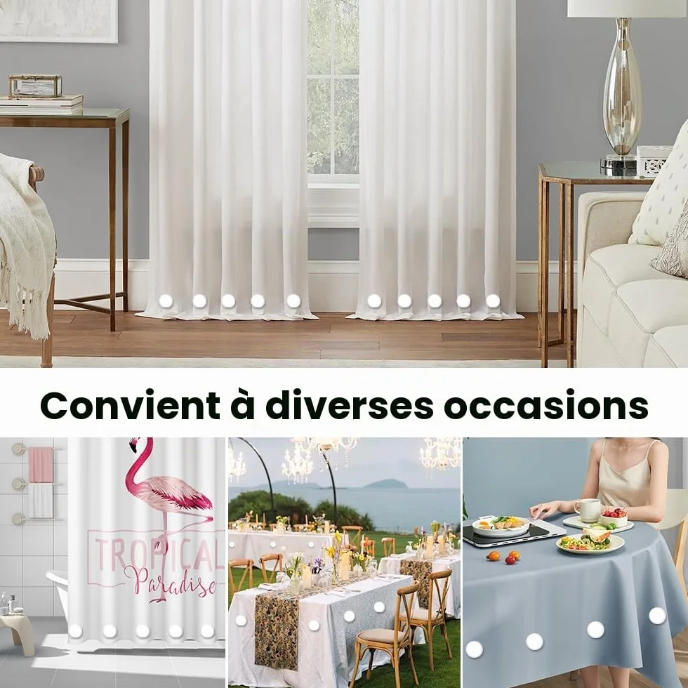 Poids de Nappe de Table Exterieur, Pince de Nappe Extra Lourde avec Aimant en Acier Inoxydable, 10 Pièces (Blanc)