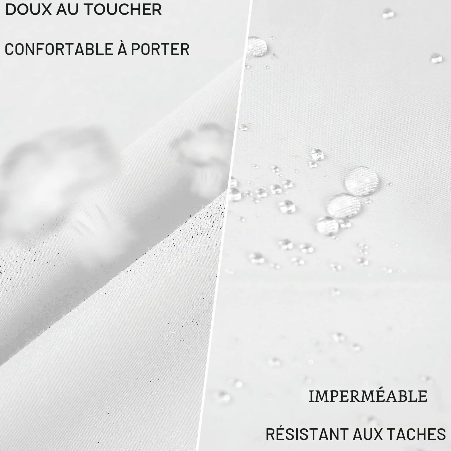 Atopo 4 Pack Tablier Cuisine Professionnel avec 2 Poches, Etanche Réglable pour Homme Femme (Blanc)