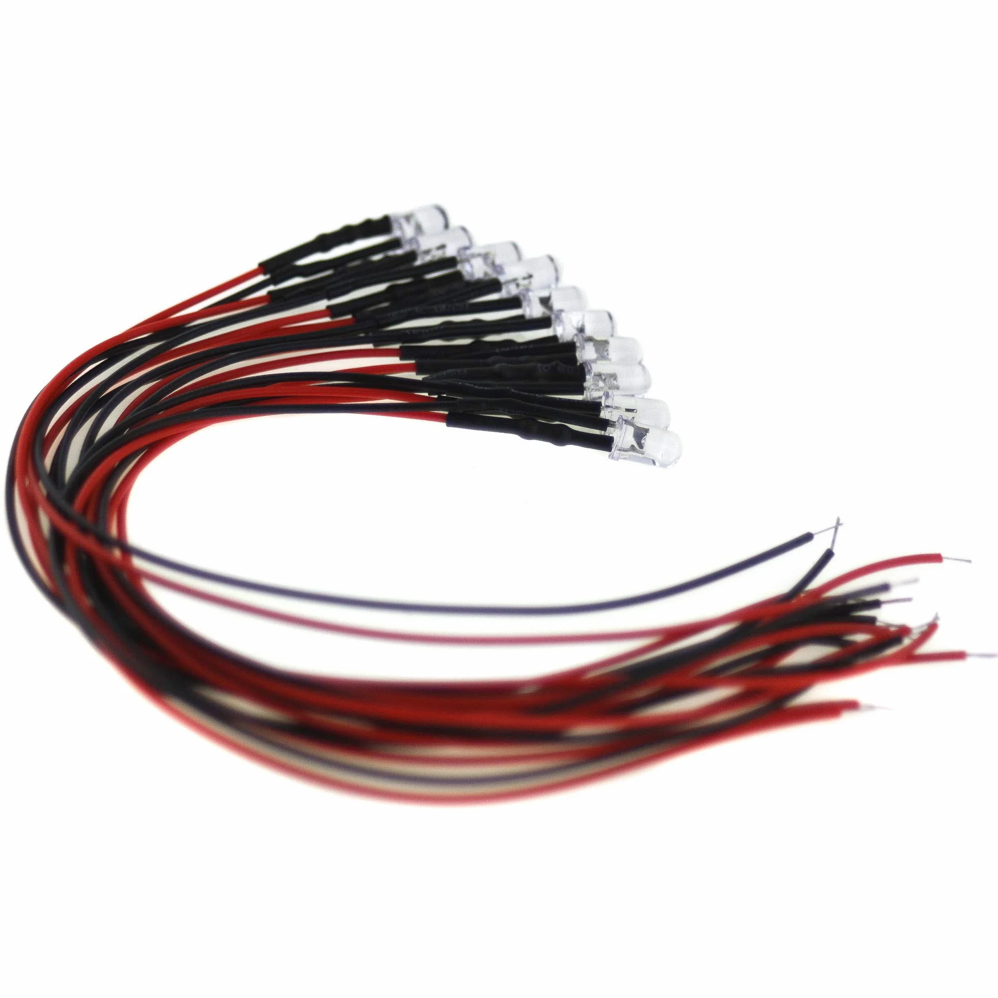 SeKi LED 5mm 24V Rouge avec Câble de Raccordement 20cm Résistance Intégrée