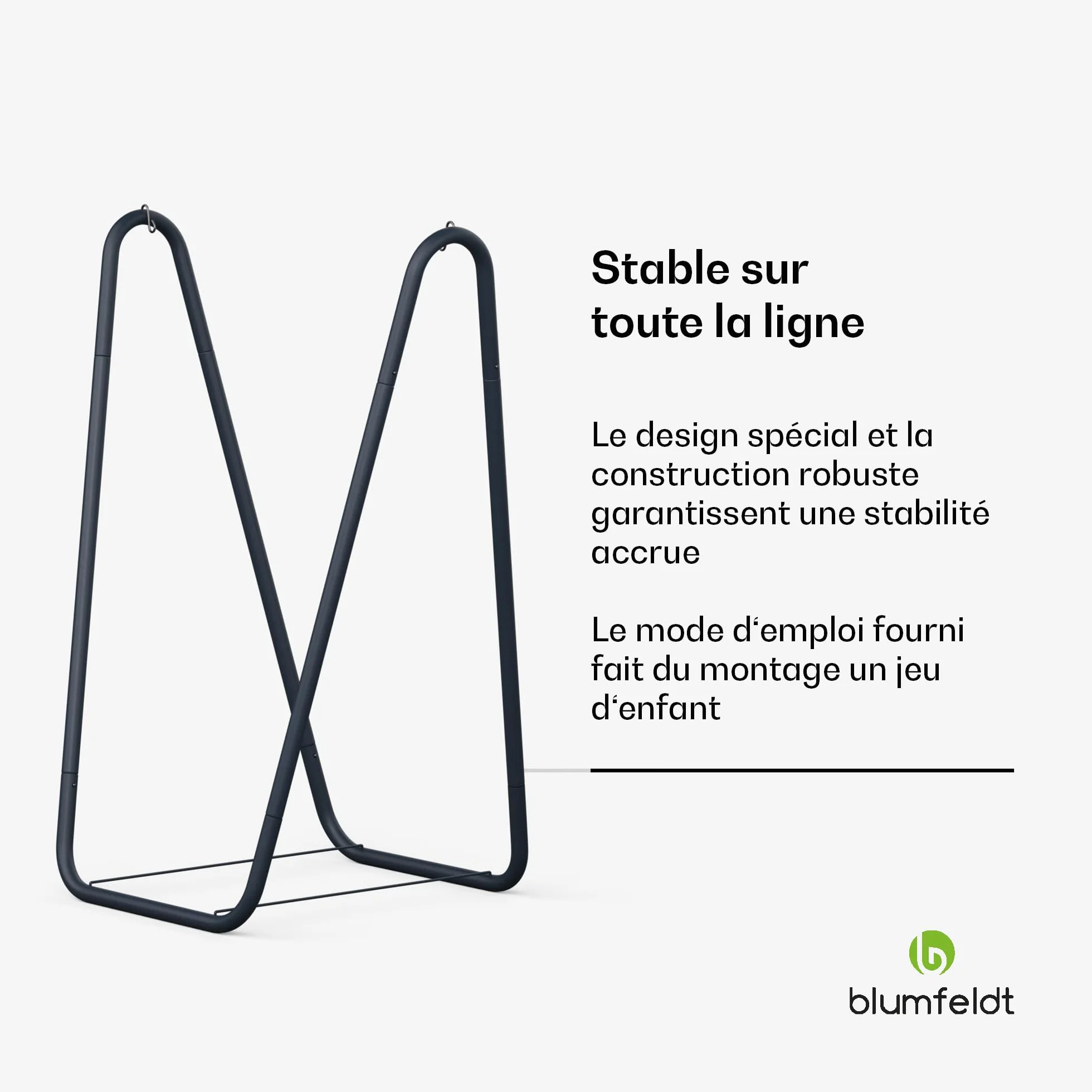 Blumfeldt Support de hamac transat Jardin extérieur Acier Enduit antirouille 160 kg