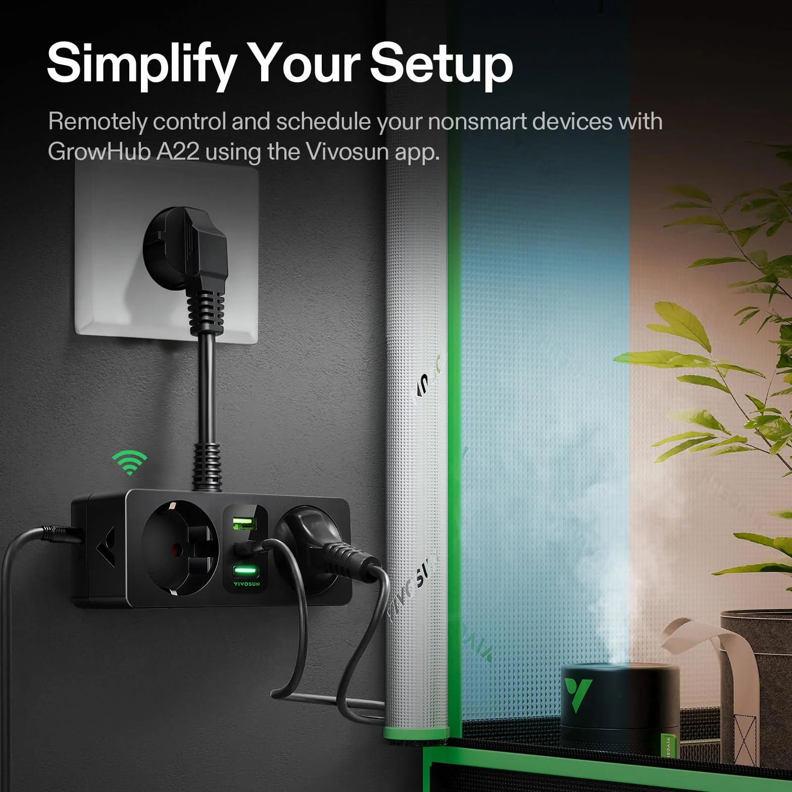VIVOSUN GrowHub A22 contrôleur prise WiFi température humidité 15A 3600W pour tente de culture