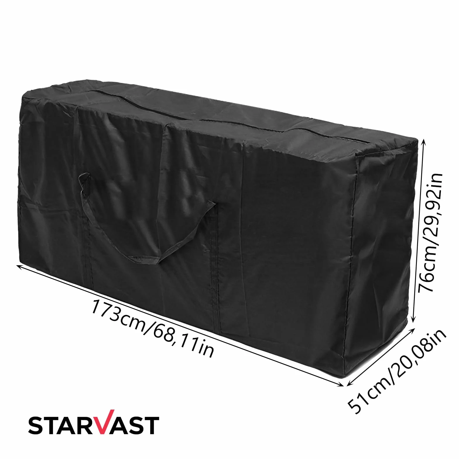 STARVAST Lot de 2 Sacs de Rangement pour Coussins de Jardin - Housse de Protection Oxford avec Poignée - Noir 173 cm