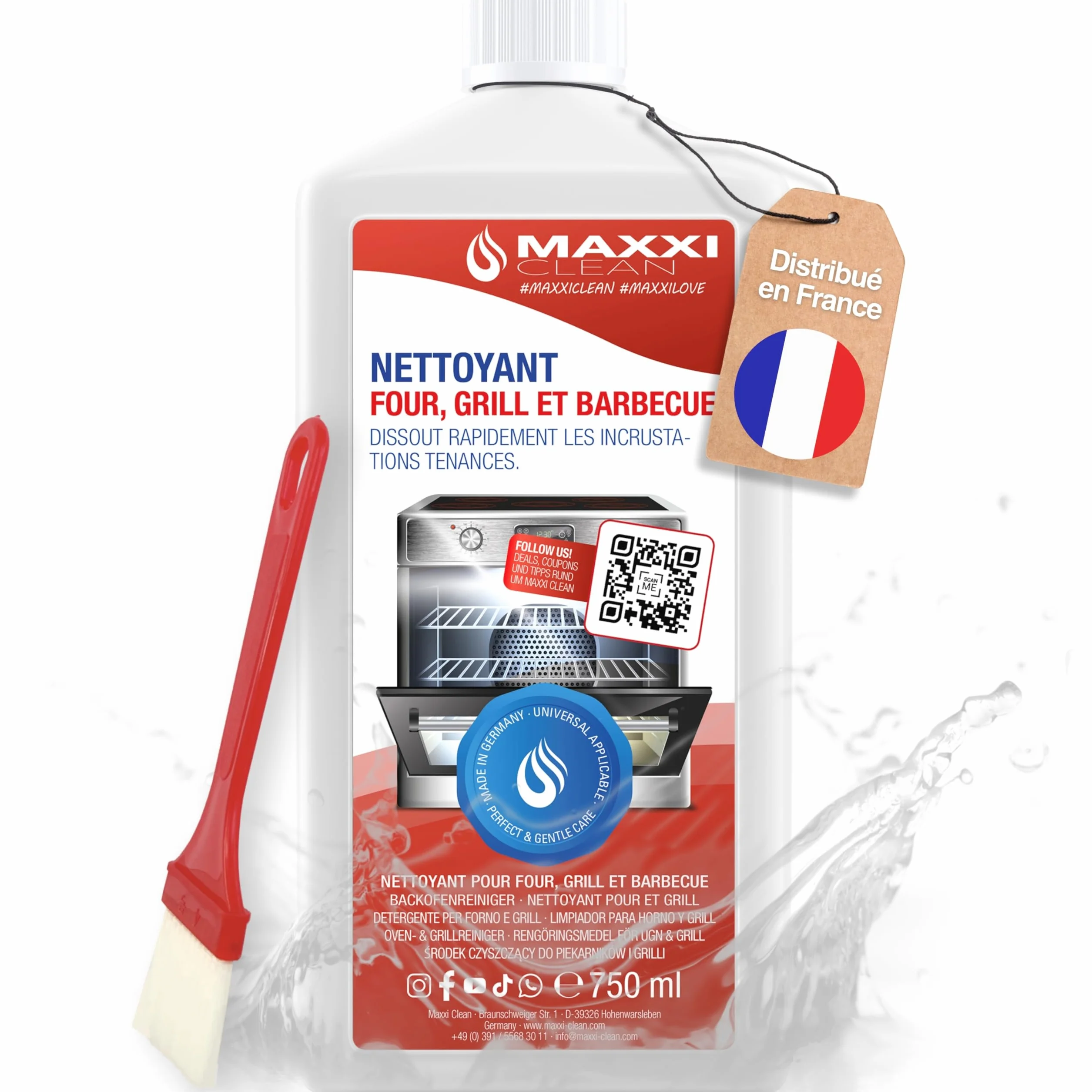 Maxxi Clean Kit nettoyage four grill 750 ml gel pinceau dégraissant extra puissant