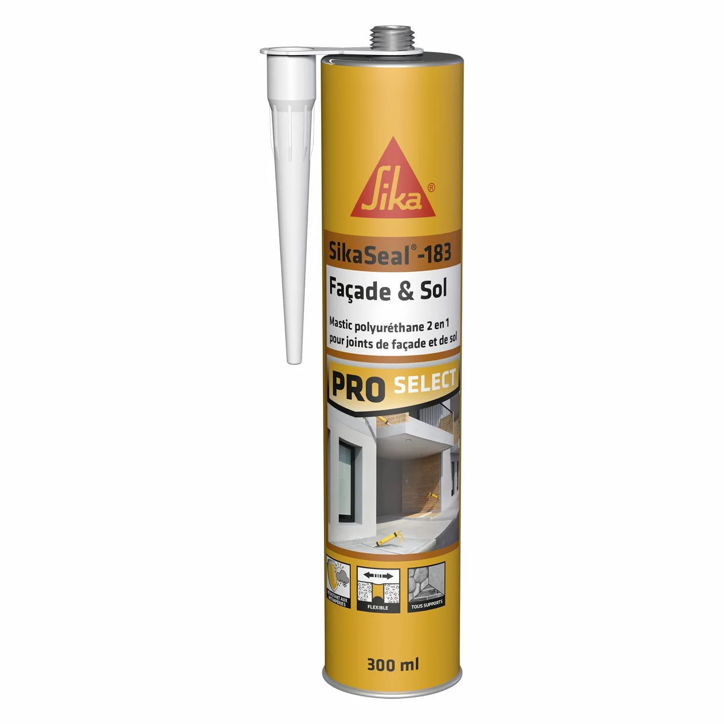 SIKA - Mastic polyuréthane - SikaSeal-183 Façade & Sol ton pierre - Spécial joints de façades et sols extérieurs - Étanche à l’air et à l’eau - 300 ml