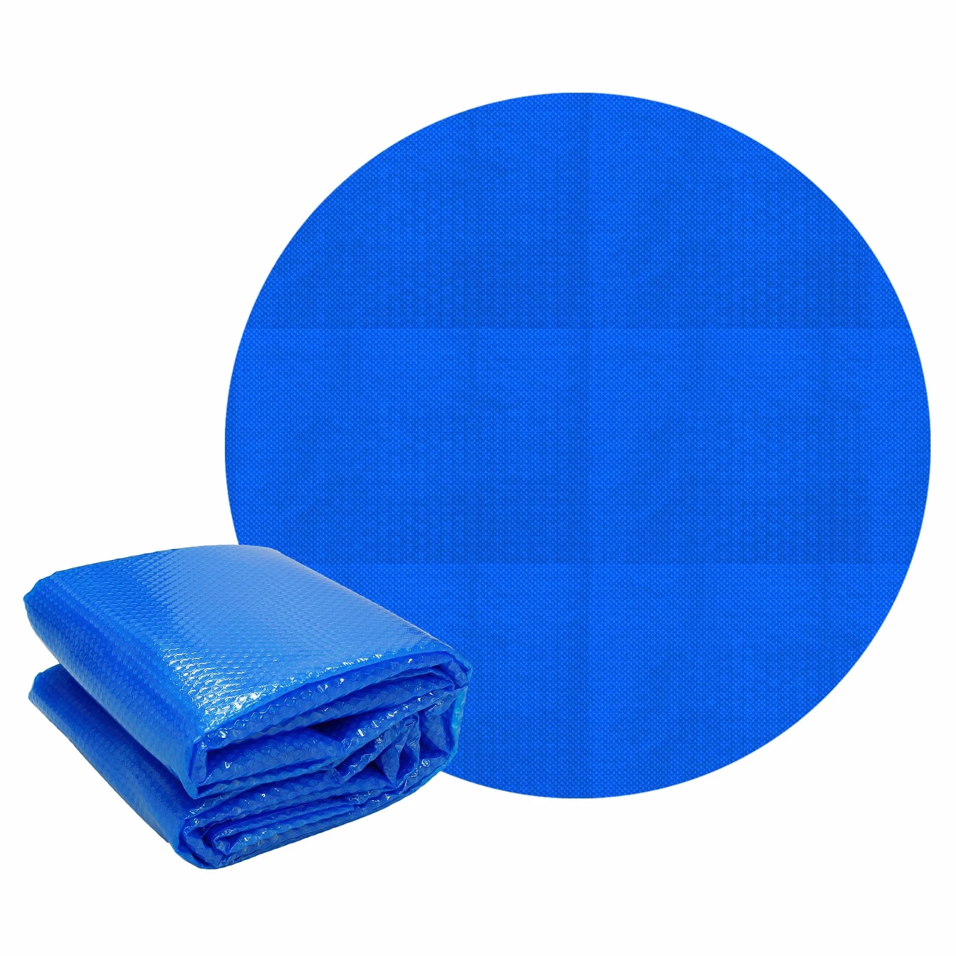 ECD Germany Bâche Solaire de Piscine Ronde Ø 244 cm Bleue, Épaisseur 400µm, Film à Bulles Découpable