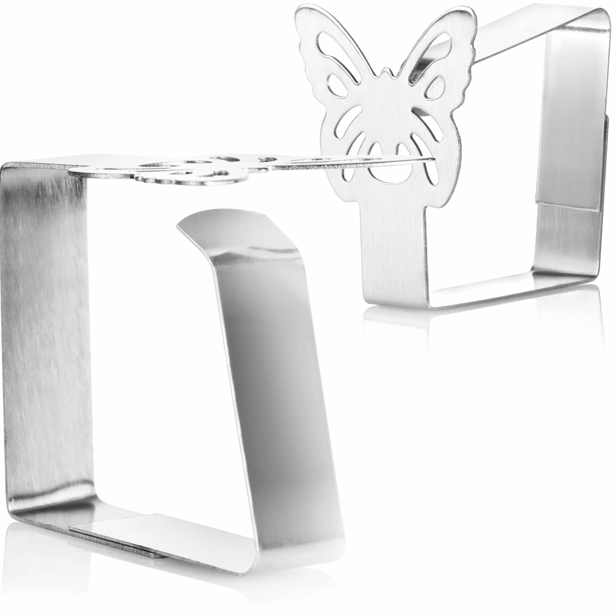 COM-FOUR Pinces à Nappe en Acier Inoxydable 8 Pièces - Supports à Tissus pour Linge de Table - Clips Métalliques