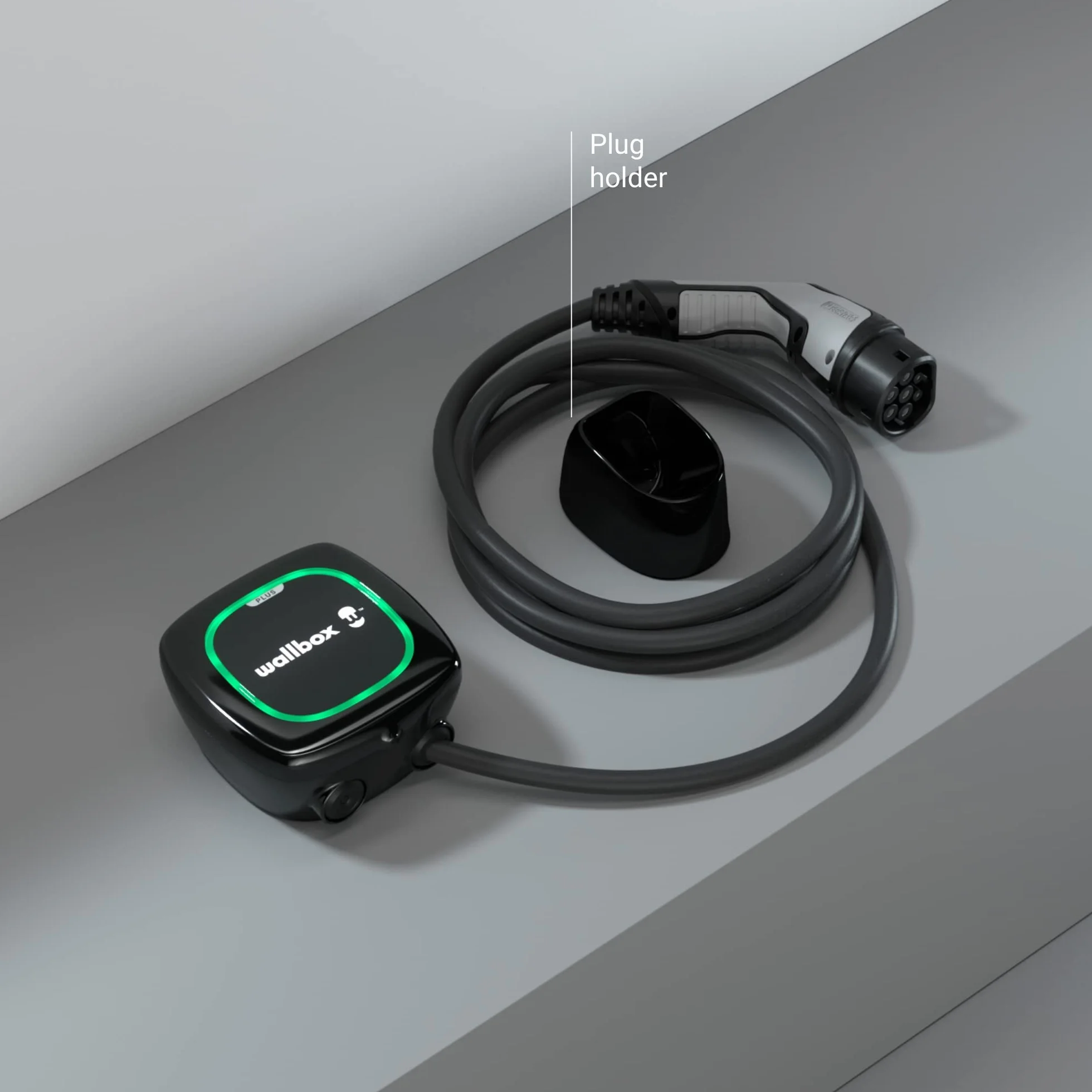 Wallbox Support de Chargeur EV Type 2 - Gestion du Câble de Charge EV Intérieur/Extérieur - Noir