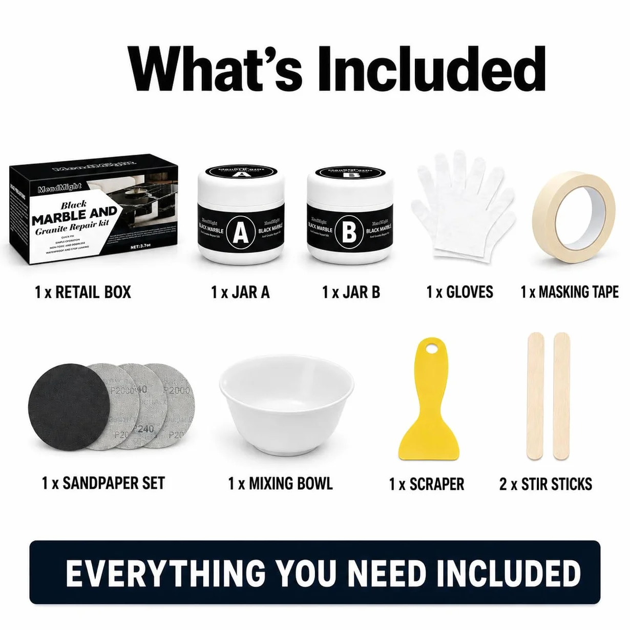 Kit Reparation Carrelage, Kit Réparation Receveur de Douche Résine, Colle Carrelage Kit de Réparation pour Comptoirs en Quartz et Marbre pour ébréchures, Trous, Bosses, Défauts, Rayures