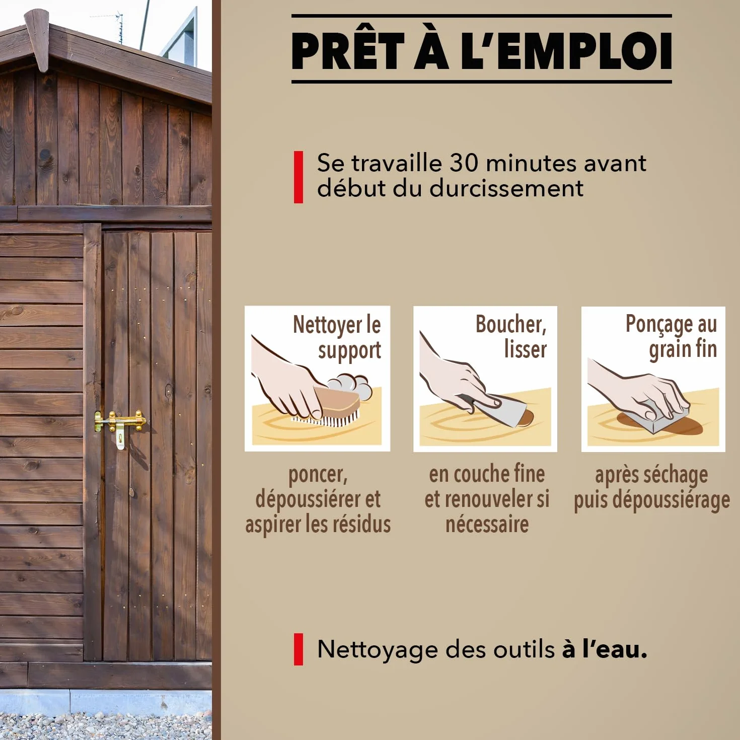 SINTO - Rebouche Petits Trous - Pâtes à Bois Sans Odeur - Prêt à l'Emploi - Sans Solvant - Sec en 4h - Intérieur et Extérieur - Ne se Rétracte pas - Pin - Technique Professionnelle - 80 g