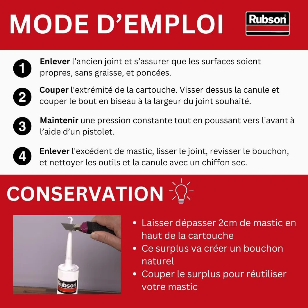 Rubson Mastic FT 101 Joint Fissure & Colle RAL 7016 (cartouche 280 ml) – Mastic polyvalent tous matériaux – Étanche & résistant