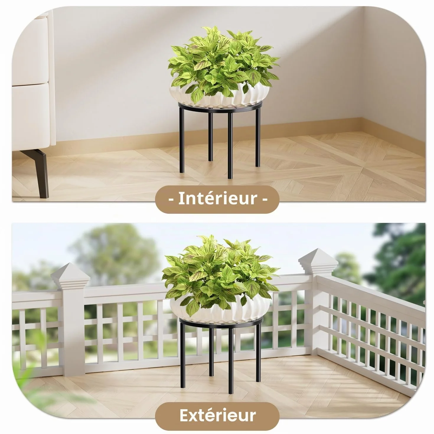 Ensemble de 2 supports pour plantes 20 cm en métal - Support pour fleurs