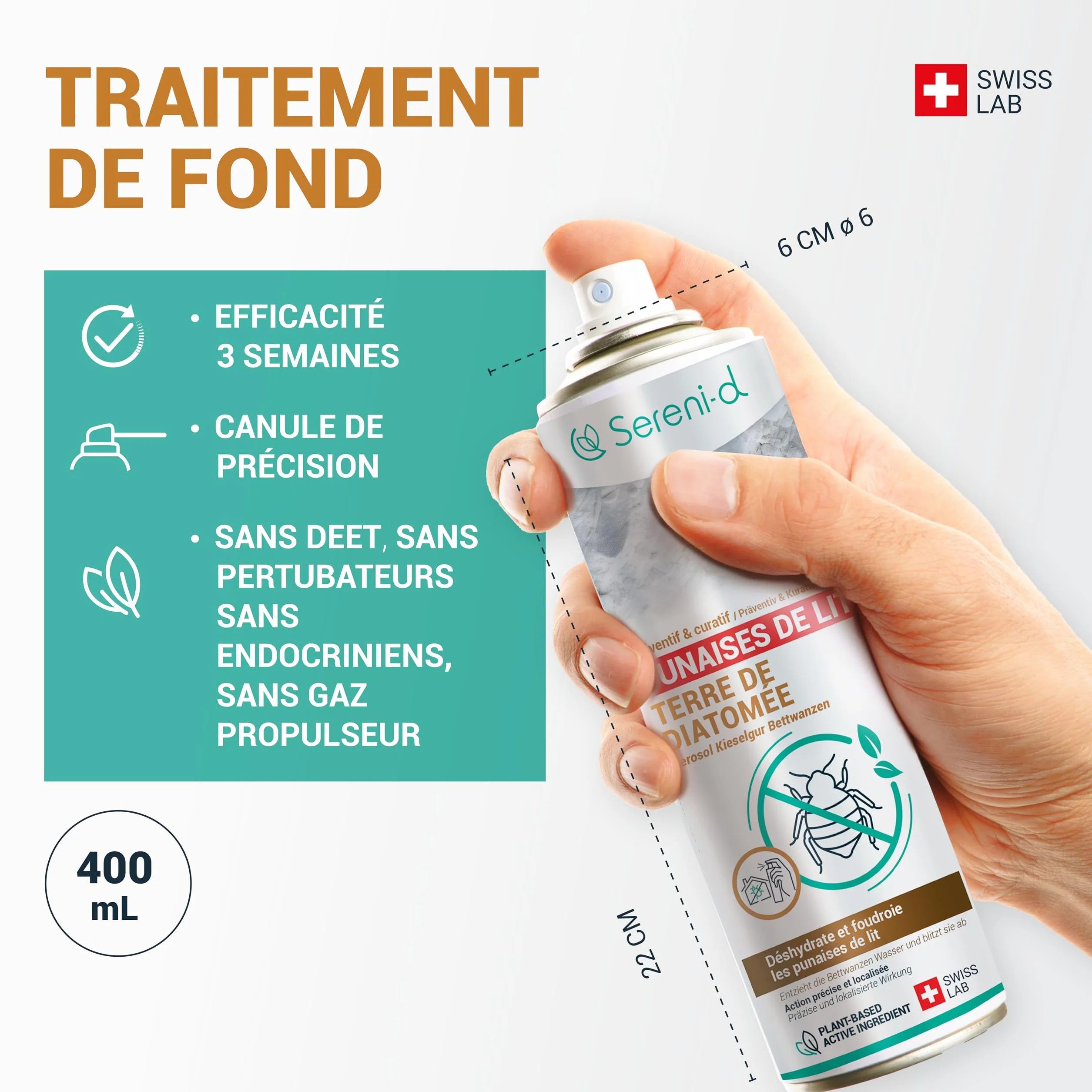 TERRE DE DIATOMÉE AÉROSOL ANTI PUNAISES DE LIT SWISS LAB 100% NATURELLE ACTION IMMÉDIATE