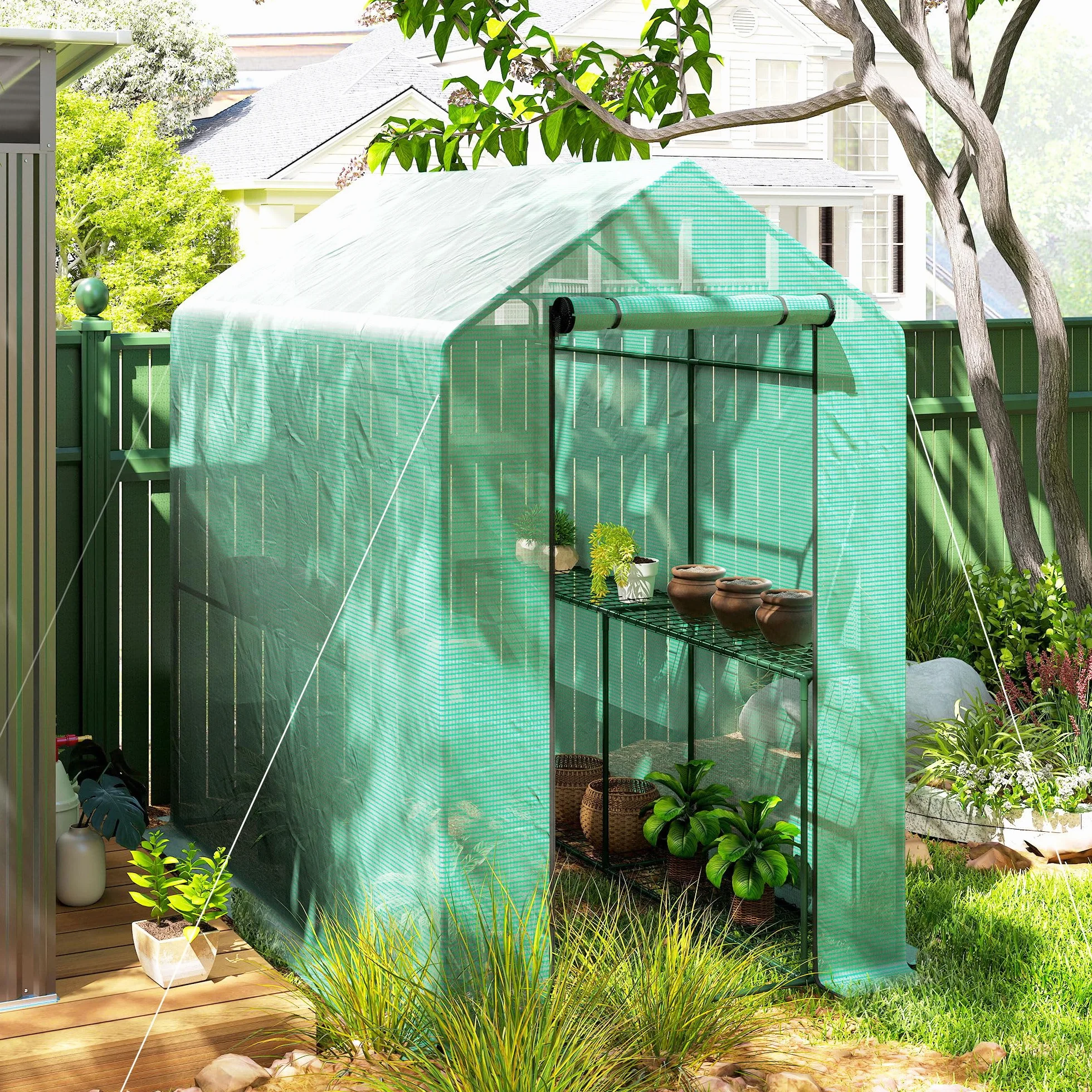 Outsunny Serre de Jardin PE, 140 g/m², 186 x 120 x 190 cm, Vert