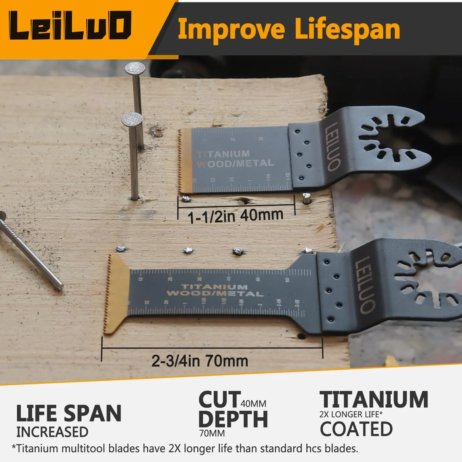 LEILUO Kit d'accessoires 32 pièces pour outils oscillants Idéal pour le bois les clous et les cloisons sèches Lames de scie oscillantes avec sac de rangement Compatible avec DeWalt Makita et plus