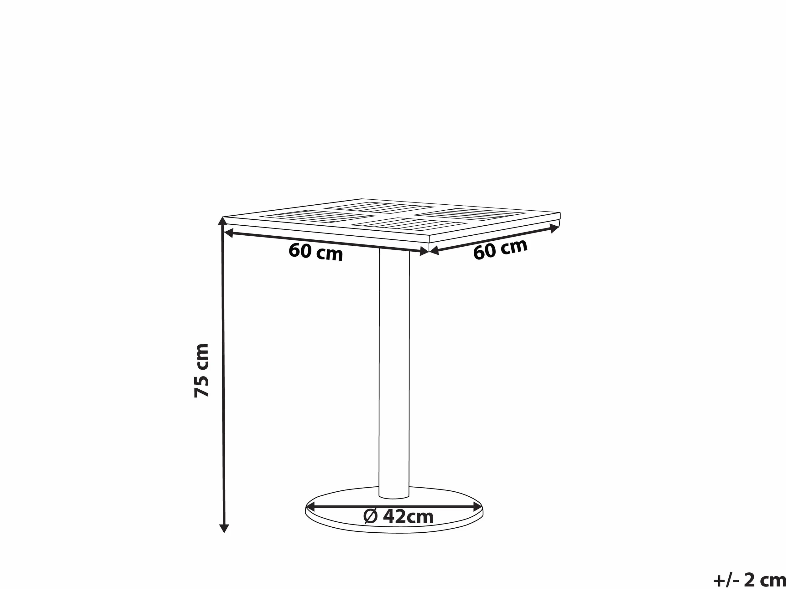 Beliani Table de Jardin Carrée Bistro 60 x 60 cm Métal Bois Synthétique Balcon Moderne