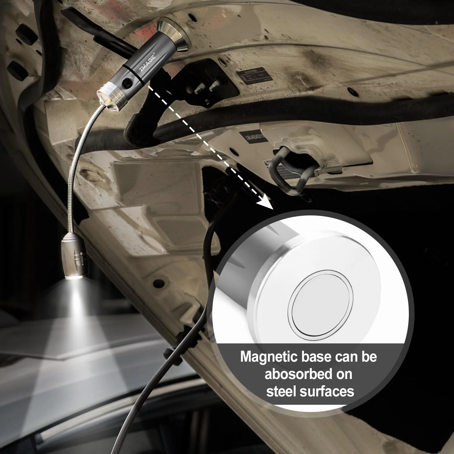 Lampe de barbecue LED rechargeable ultra lumineuse, col de cygne flexible, base magnétique