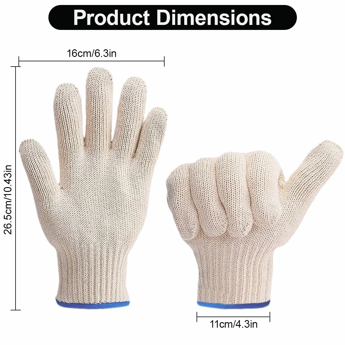 Gants de Cuisine Four Anti Chaleur Coton Tricoté Épais, Résistants à la Chaleur, pour Four Barbecue Grill
