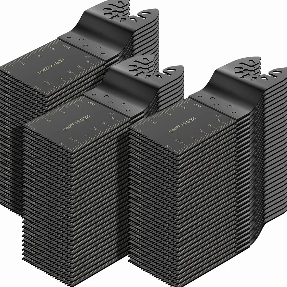 Lot de 100 lames de scie oscillantes universelles pour bois compatibles avec Fein Multimaster Porter Cable Bosch Ryobi Dewalt Milwaukee Rockwell