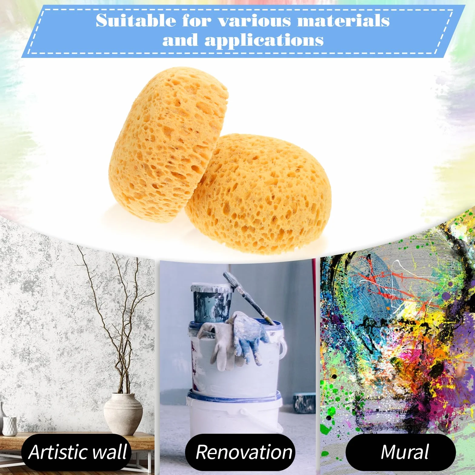 Lot de 2 éponges de texture pour peinture acrylique, aquarelle, décoration maison