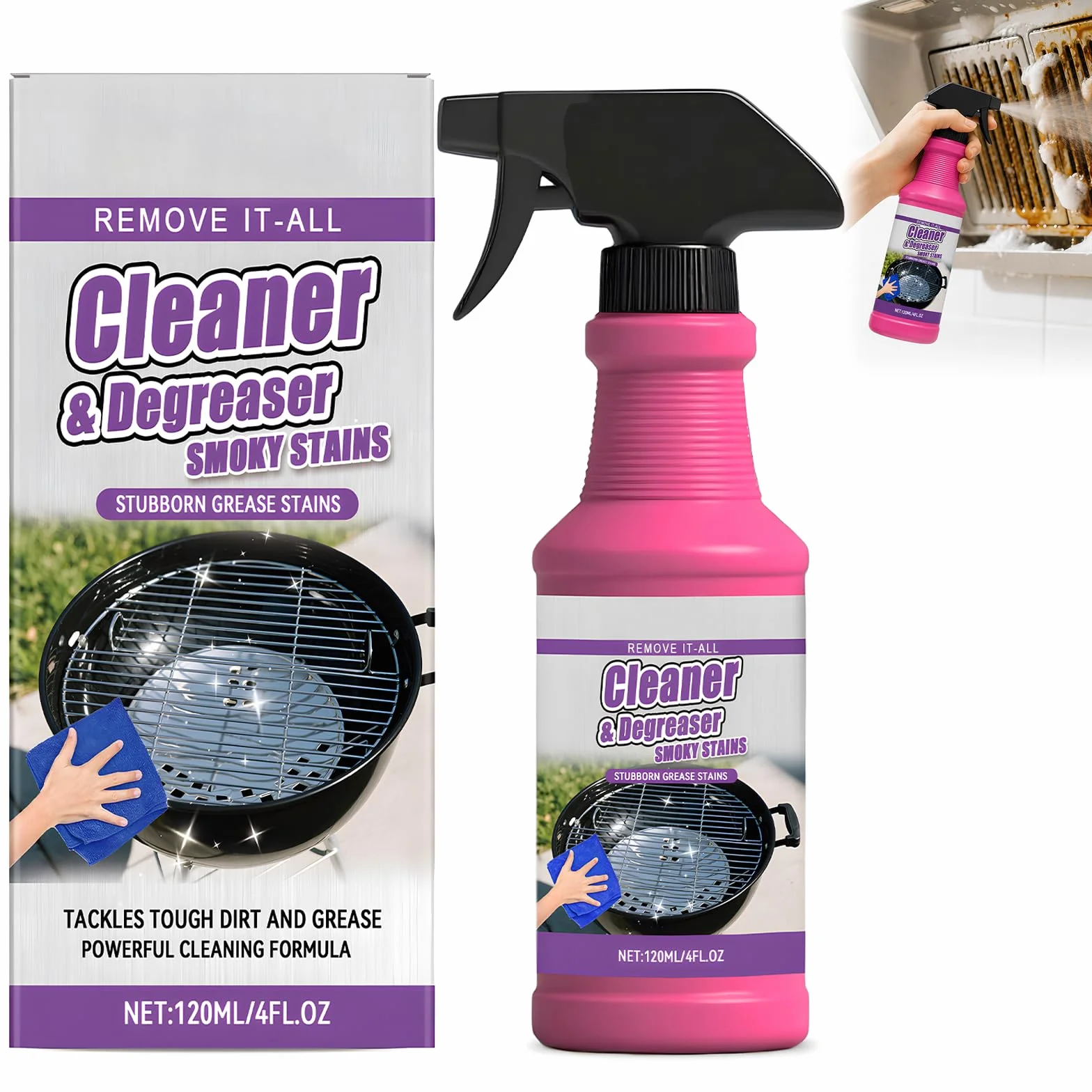 Nettoyant Barbecue Spray 120ml Dégraissant Cuisine Puissant pour Grilles Cuisson Four Plancha