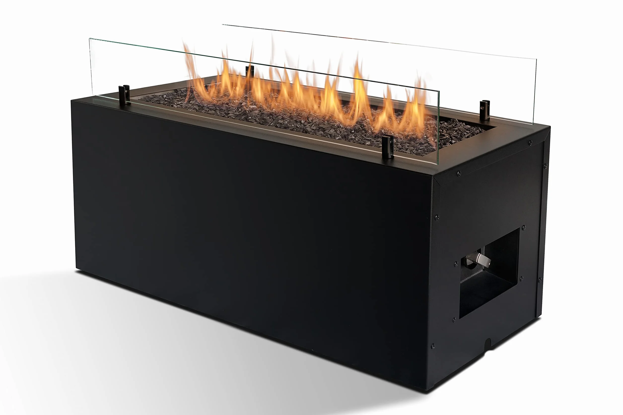 Planika Rio Foyer à gaz extérieur portable GPL - Chauffage de jardin en acier inoxydable et verre trempé noir