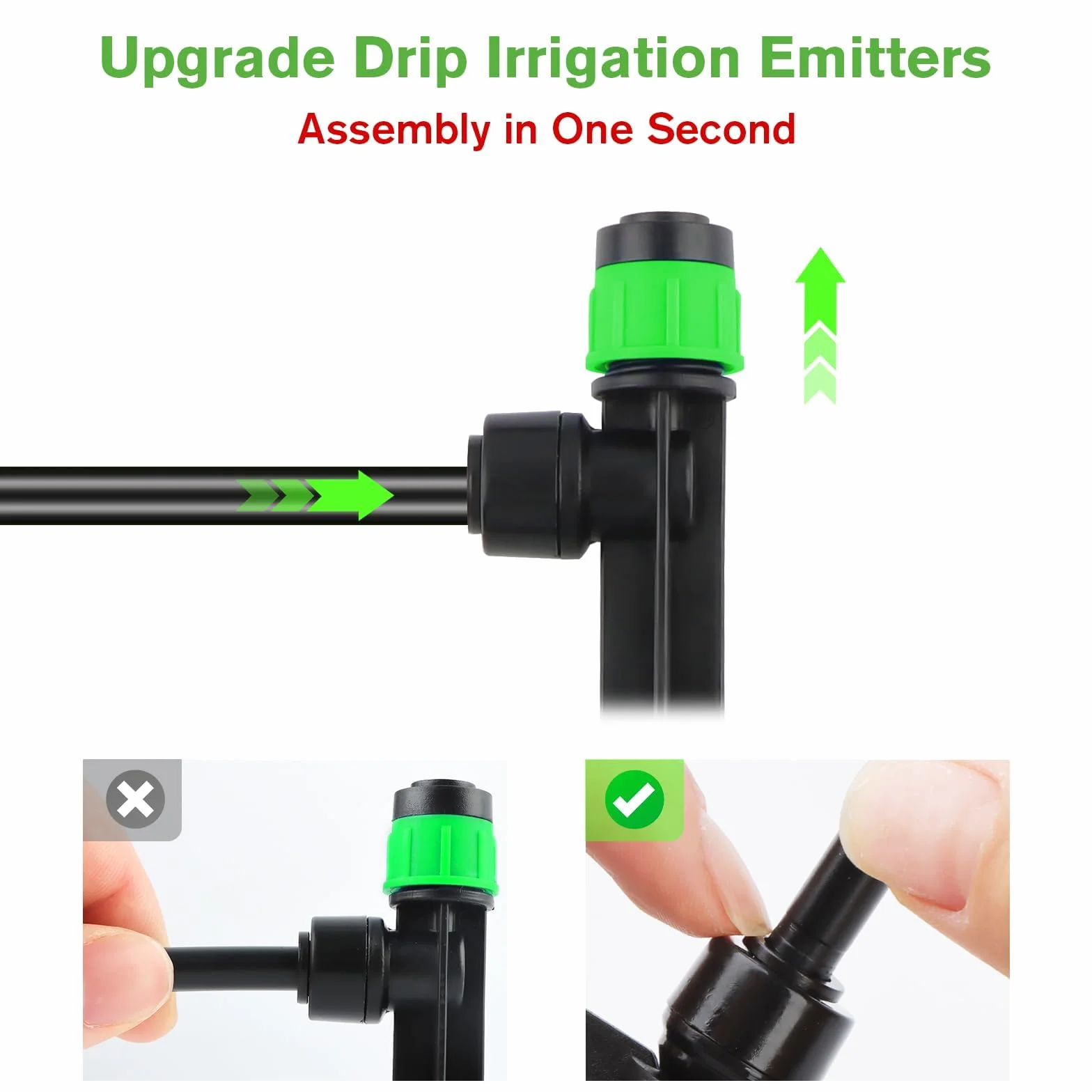 Émetteurs Goutte à Goutte Réglables Irrigation Goutte à Goutte Micro-débit 360 Degrés pour Tube 4mm/7mm Vortex-100P Vert