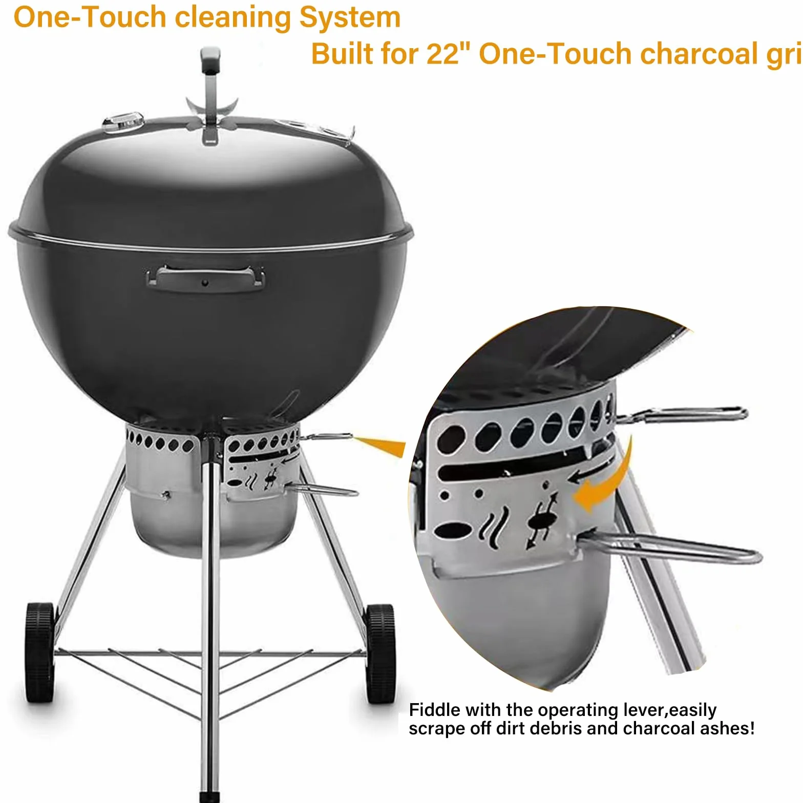 Lot de 2 kits de nettoyage One-Touch 18-1/2" pour Weber, pièces de rechange résistantes à la chaleur pour barbecue sphérique