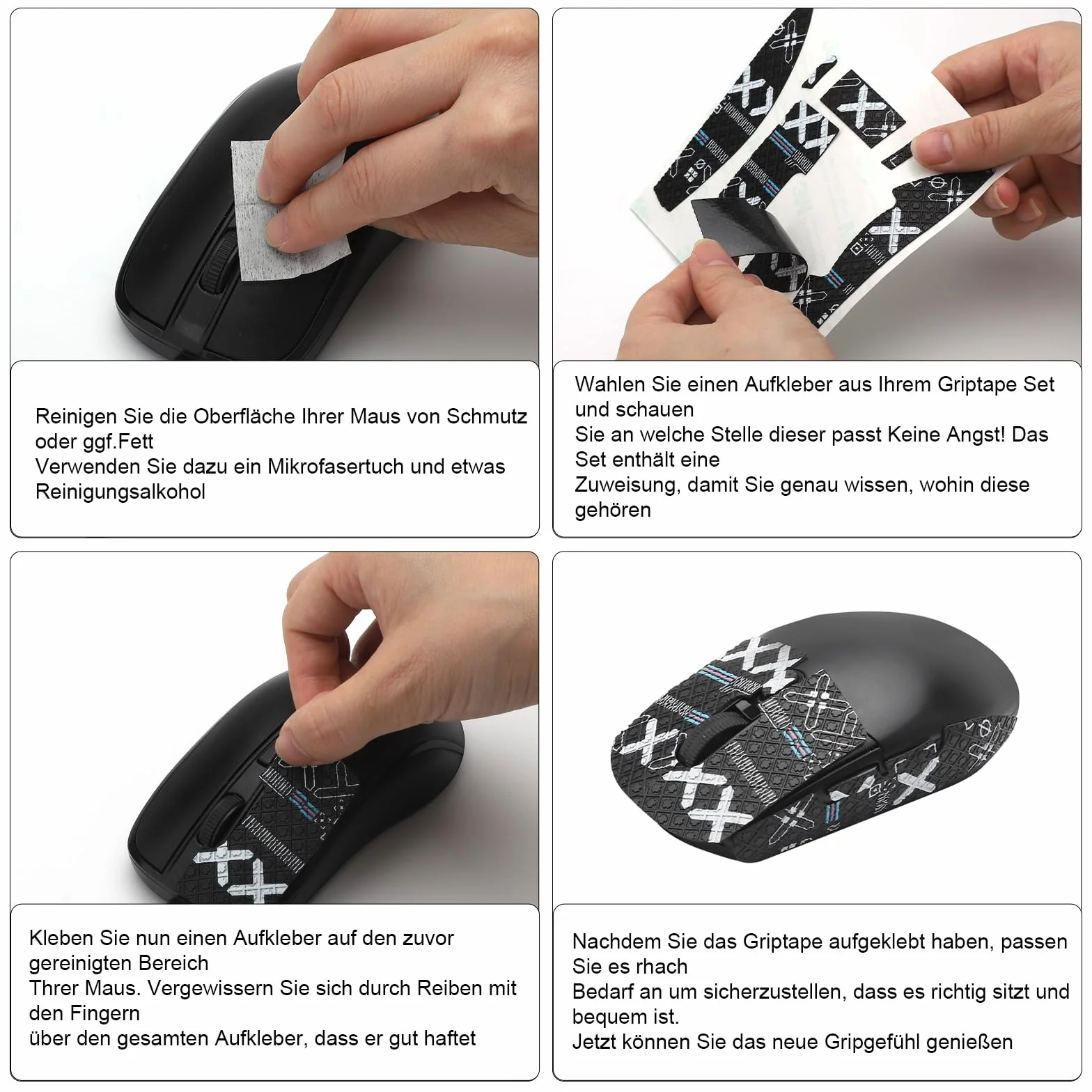 Grip Tape Souris Logitech G Pro X Superlight 2 – Bande Antidérapante Ultra-Fine Anti-Sueur Autocollante – 2 Sets Noir & Noir-Doré, Accessoires Gaming pour Logitech G Pro Superlight 1/2