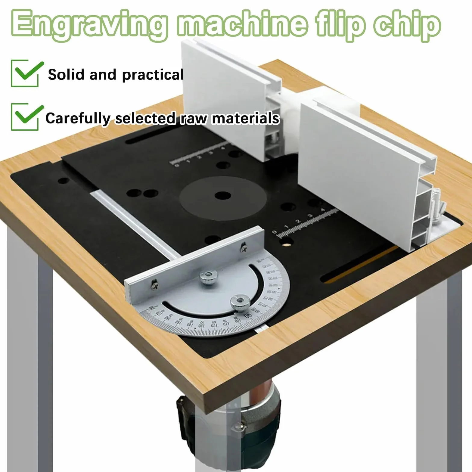 Table Defonceuse a Bois mit Plaque D'insertion Défonceuse, Plaque Lift Base Support Levée Maximale 51mm, Défonceuse Sur Table Aluminium pour Moteurs avec 64 à 65 mm de Diamètre (Noir)
