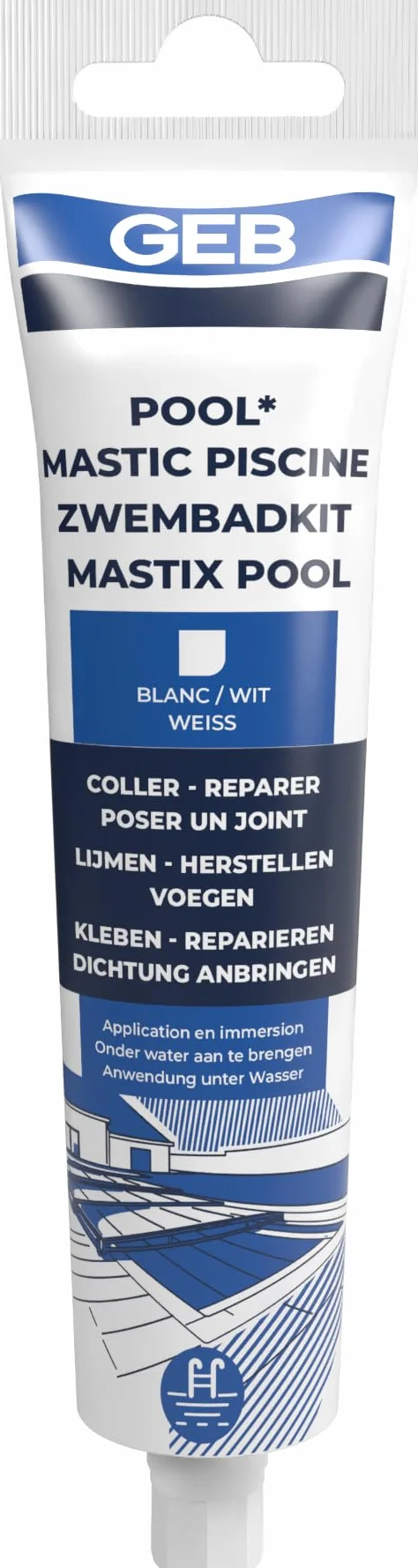Mastic joint et colle spécial piscine GEB Spécial piscine - Blanc 80 ml - 590925