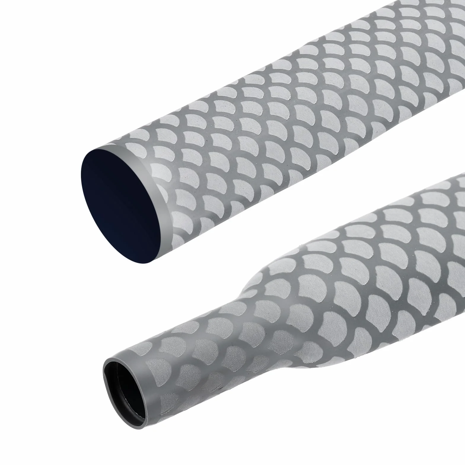 QUARKZMAN 3.3ft Gaine Thermorétractable pour Cannes à Pêche, Motif d'Écailles de Poisson 1.8:1 Poignée Thermorétractable avec Isolation Étanche Anti-Dérapante (Dia: 35mm, Gris)