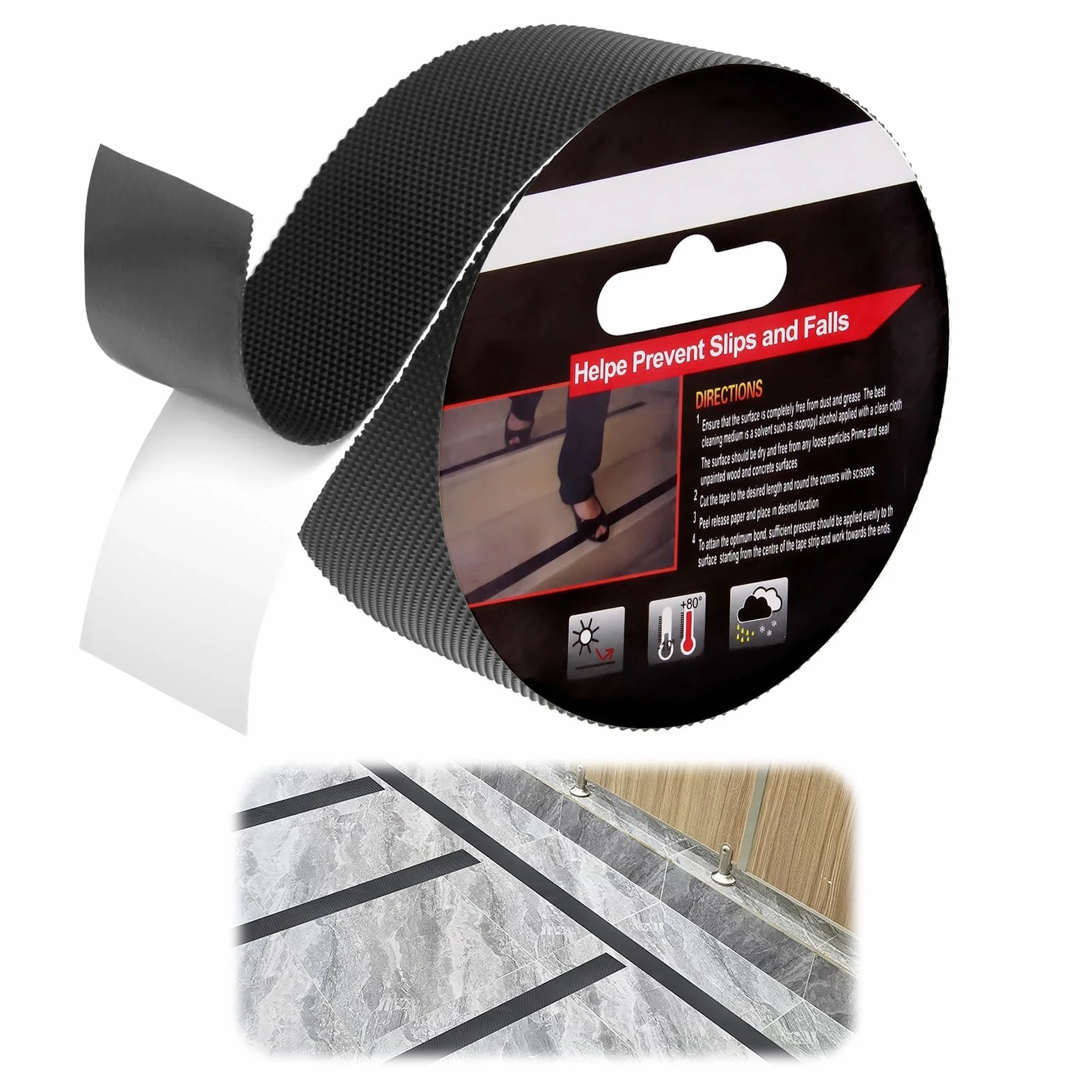 Ruban adhésif en caoutchouc – Imperméable ultra fort antidérapant pour poignées, bricolage, sécurité et confort – Alternative au super puissant pour tapis (5 cm x 3 m, noir)
