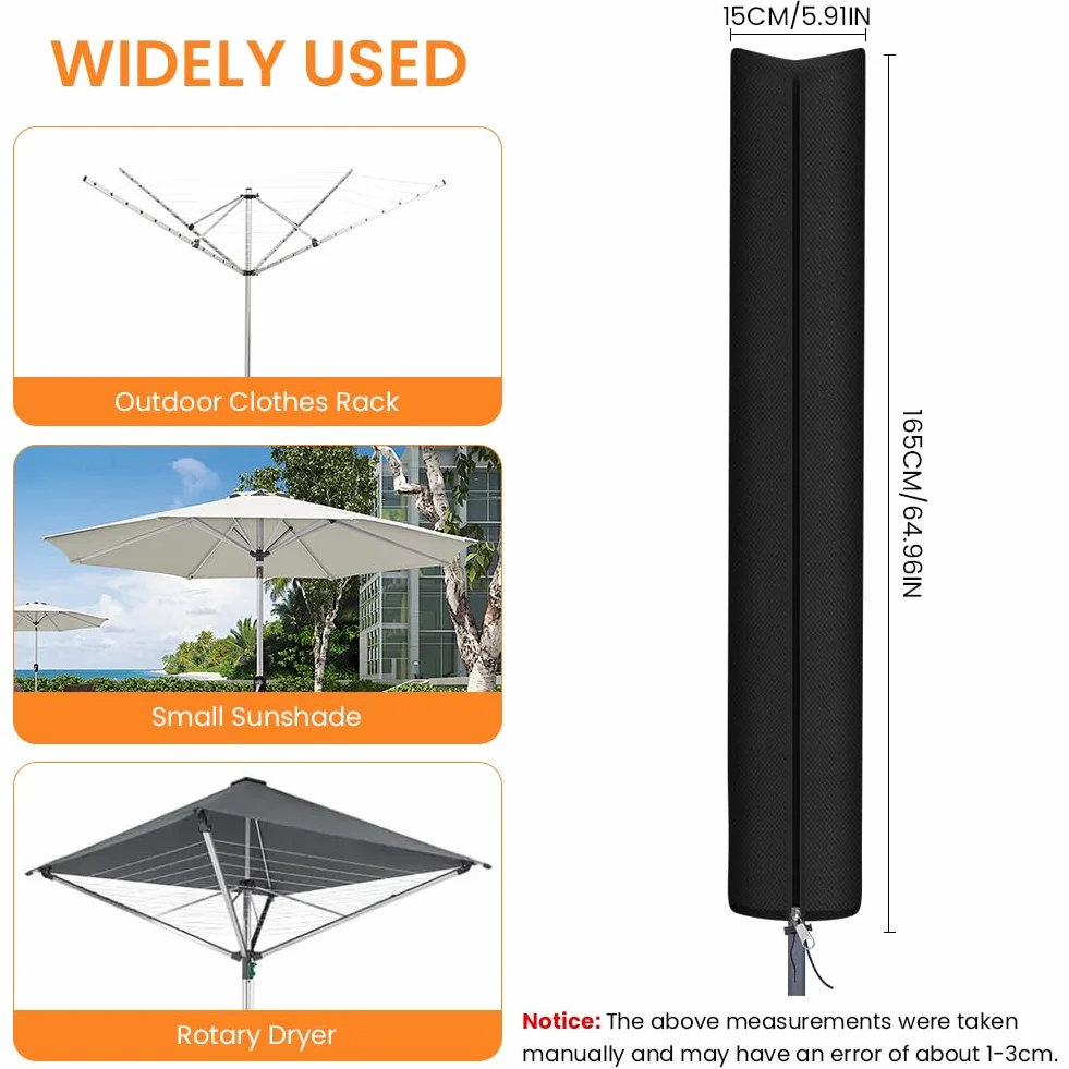 Housse Parasol 210D Oxford Imperméable Anti-UV Coupe-Vent 165×15 cm pour Brabantia Leifheit