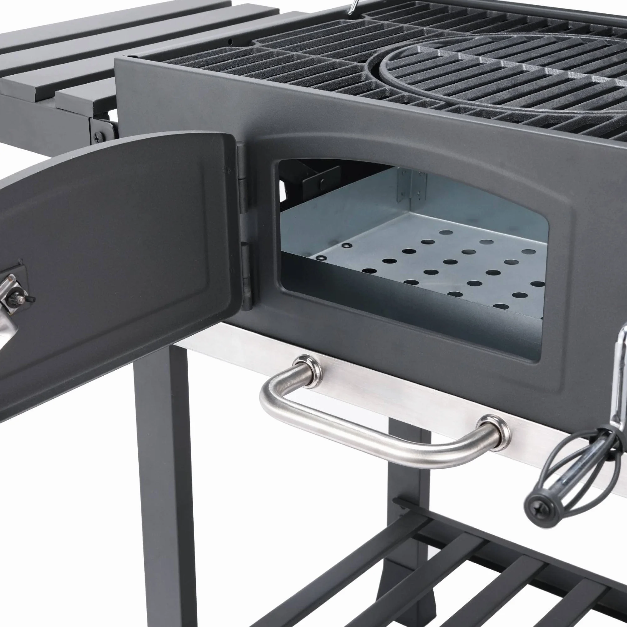 Alice's Garden Barbecue Grill Charbon de Bois Bernard Noir Fumoir avec Récupérateur de Cendres