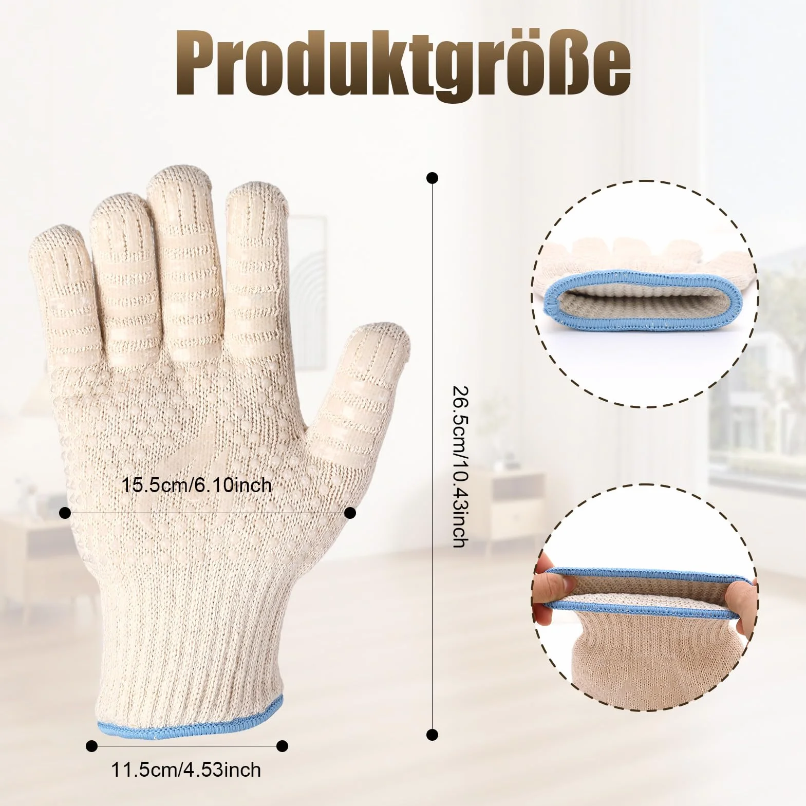 Gants Anti Chaleur Cuisine Silicone Antidérapants Barbecue Intérieur Extérieur Coton Tricoté Épais BBQ Gril Cuisson Four