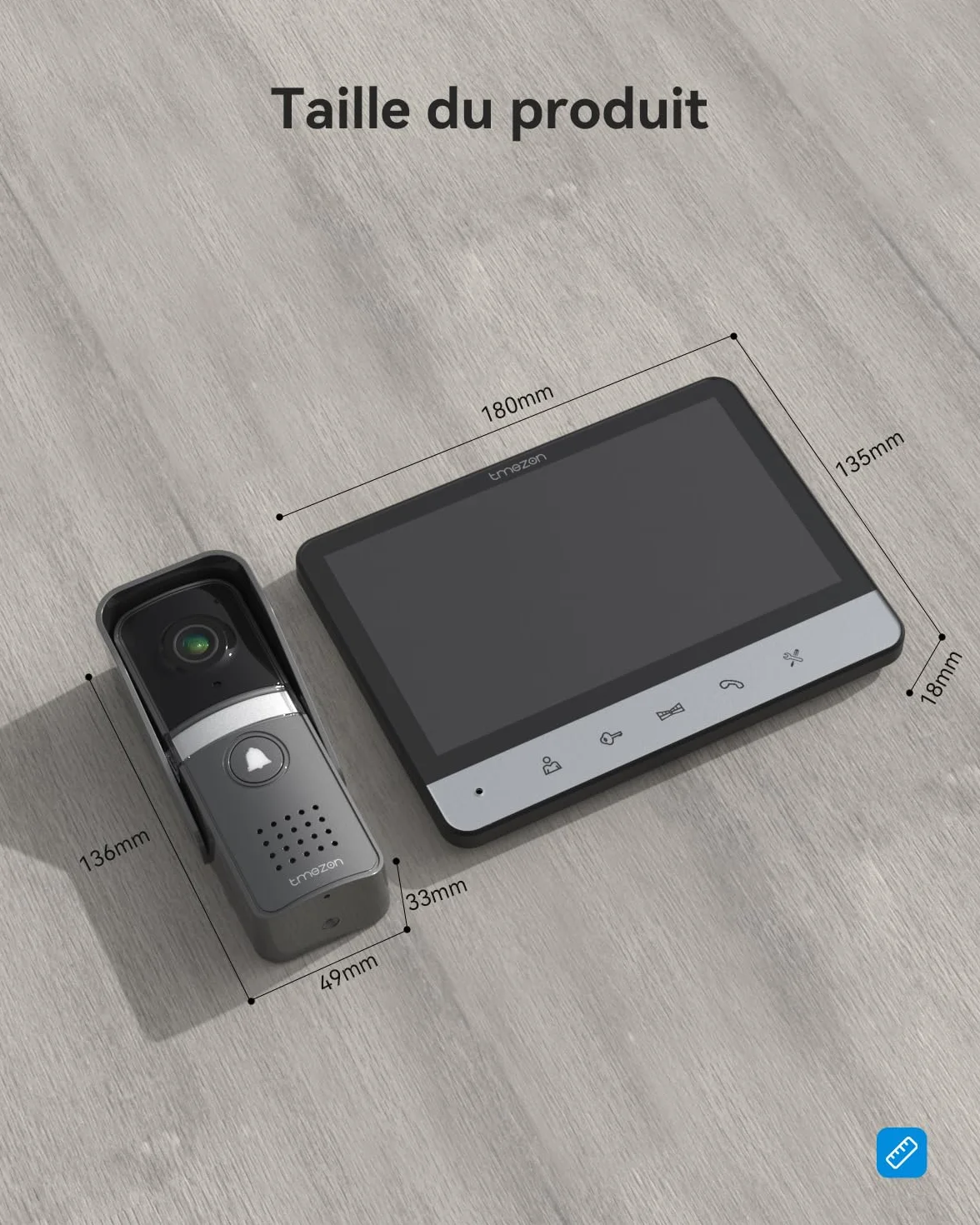 TMEZON Visiophone Connecté 4 Fils Kit Interphone Vidéo Filaire avec écran Couleur 7", Portier Vidéo V20