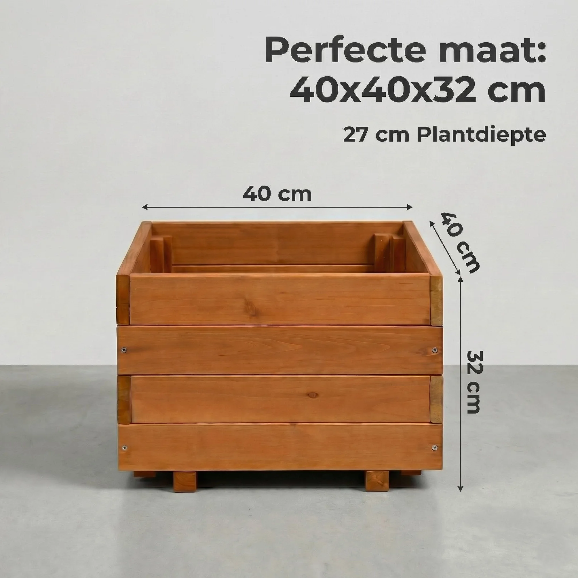 Jardinière Carrée en Bois 40 x 40 x 32 cm Extérieur Intérieur Certifié FSC