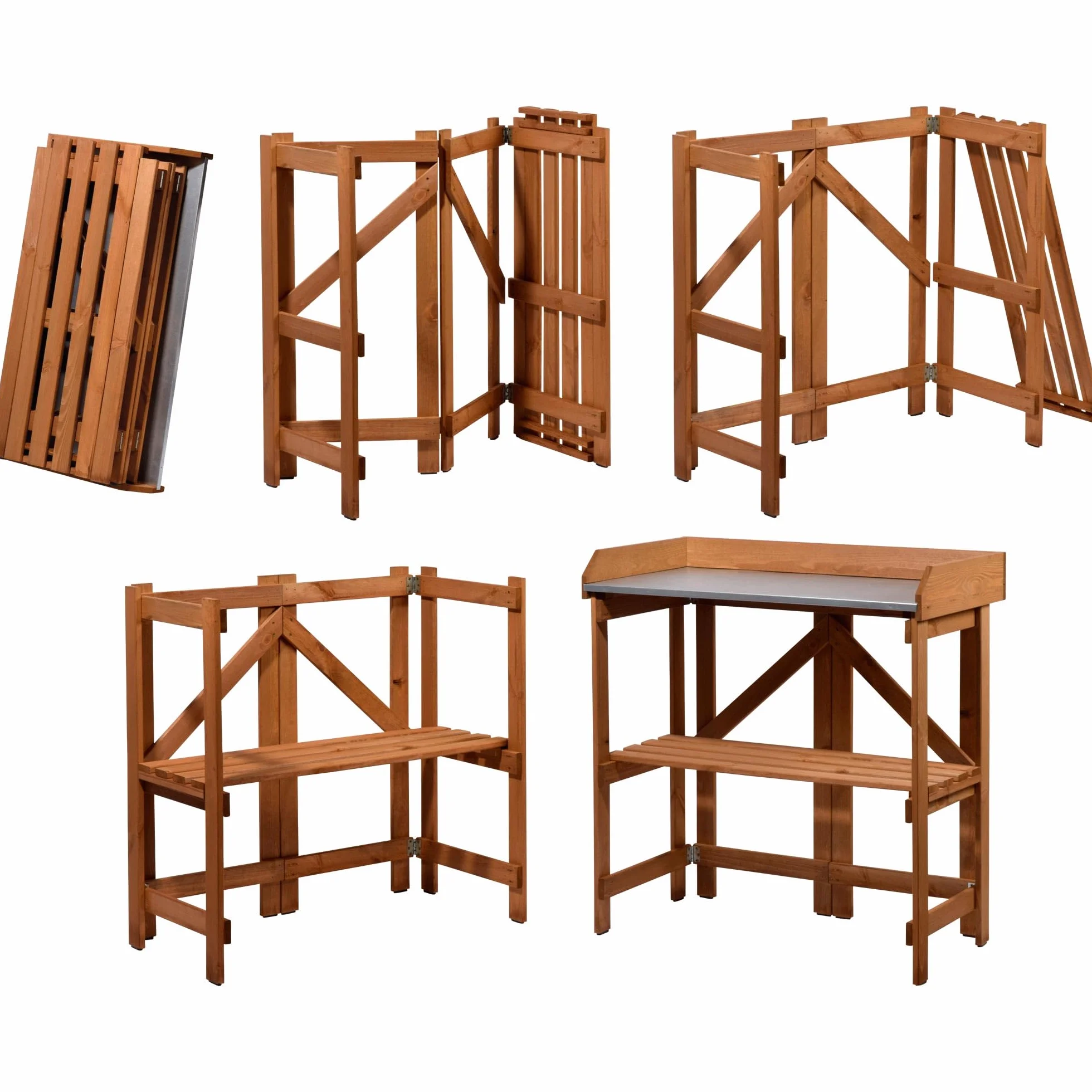 dobar Table à Plantes Pratique en pin FSC 85 x 44 x 89 cm Repliable