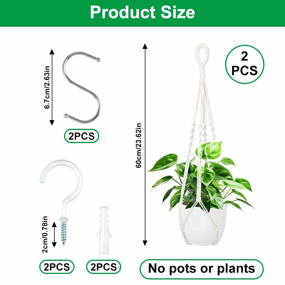 Macramé Support Pots pour Fleur, Suspension Plante Macramé, Panier en Corde de Coton pour Intérieur Extérieur